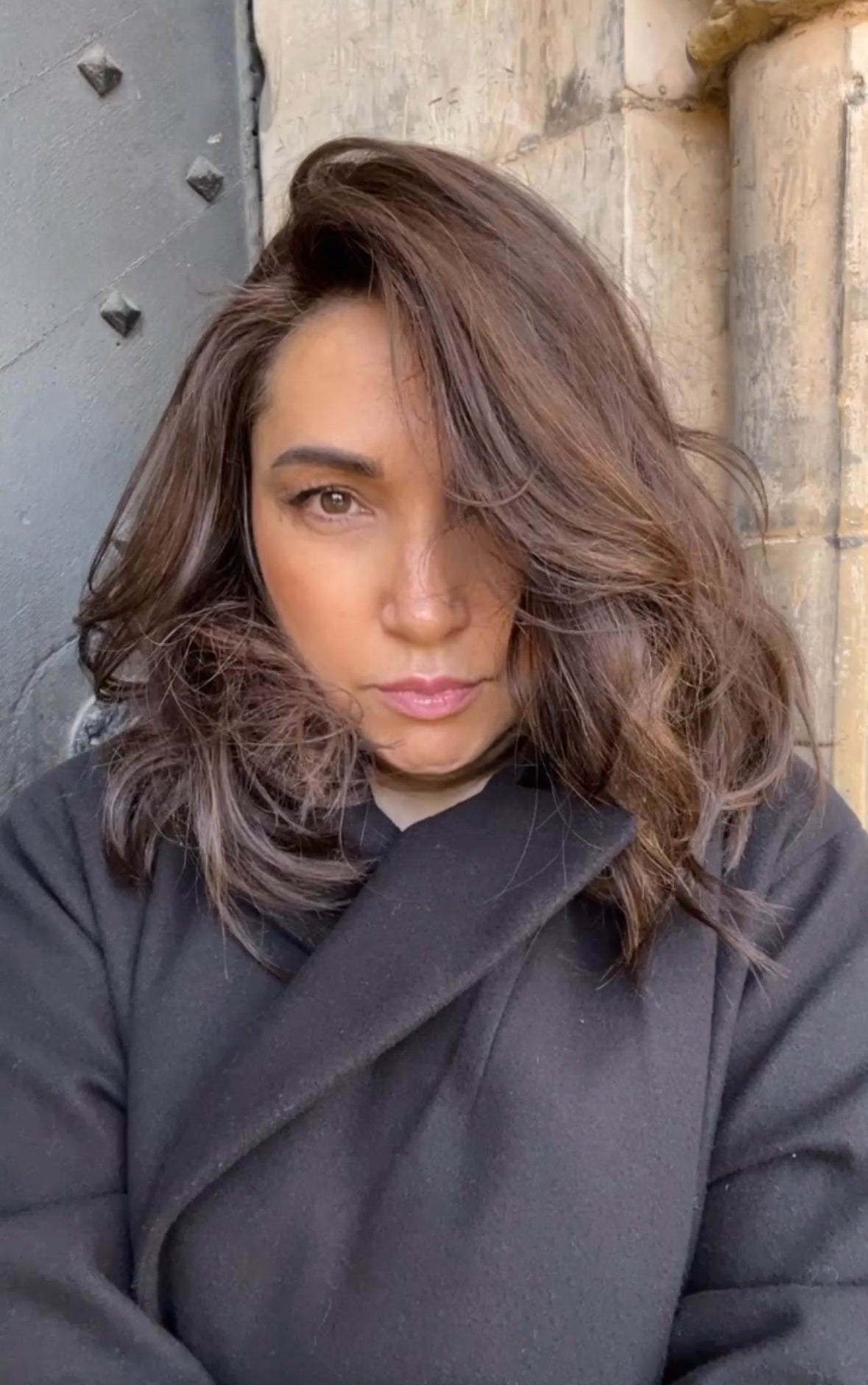 FEATHERLITE DARK BROWN TOPPER WITH CARAMEL BALAYAGE