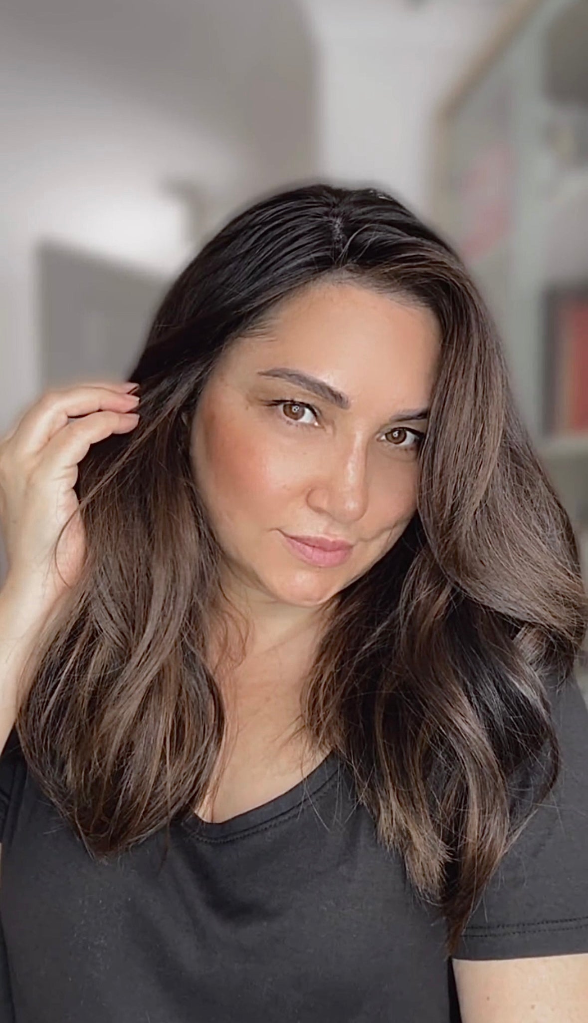 Reserved for S. FEATHERLITE VIRGIN BASE DARK BROWN TOPPER WARM BALAYAGE