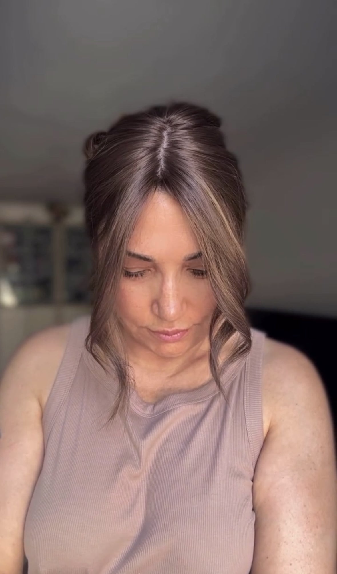 FEATHERLITE MEDUIM/LIGHT BROWN ASHY BALAYAGE TOPPER