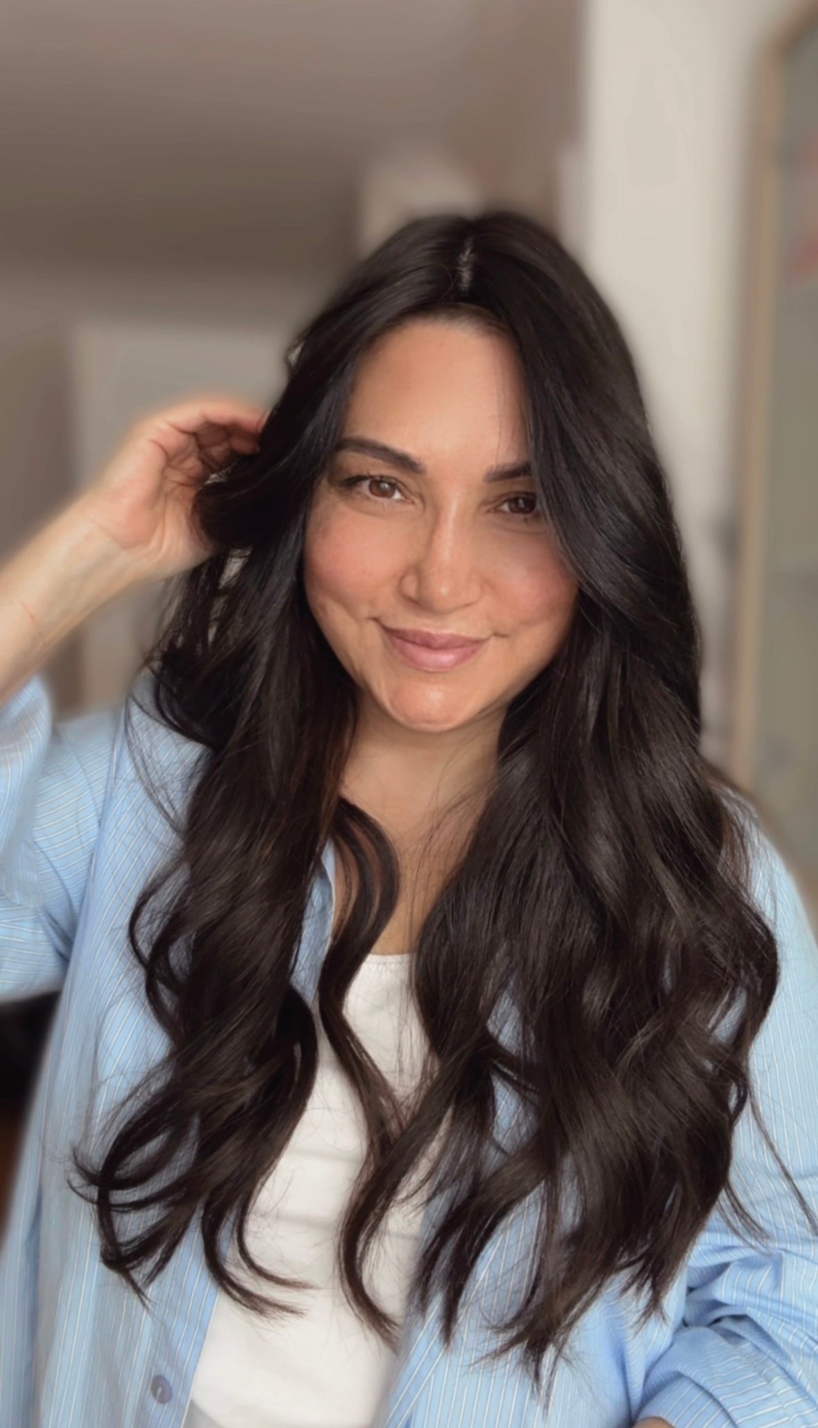 FEATHERLITE DARKEST BROWN TO SOFT BLACK VIRGIN HAIR TOPPER