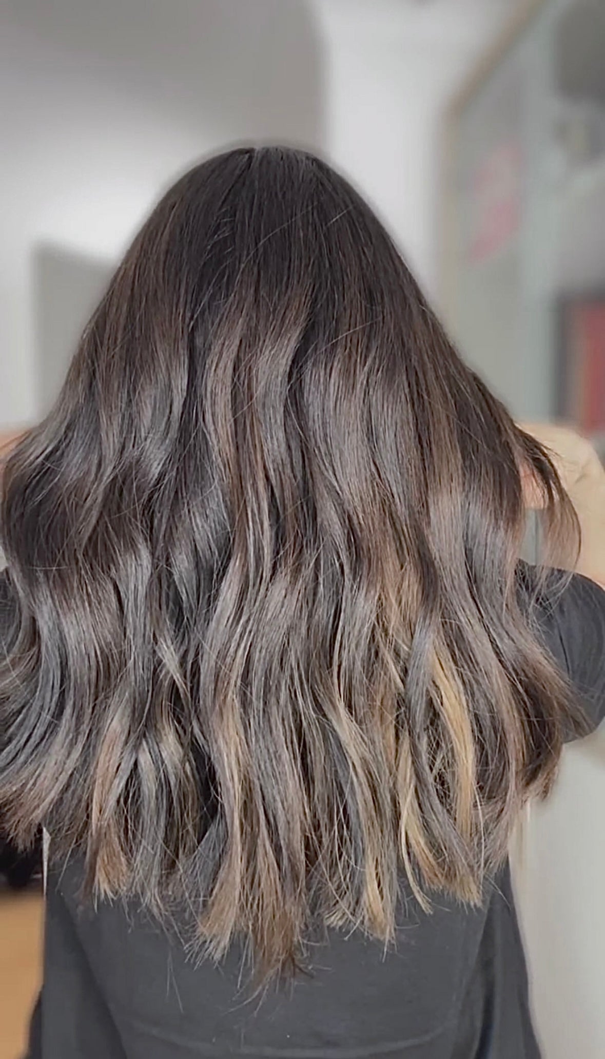 Reserved for S. FEATHERLITE VIRGIN BASE DARK BROWN TOPPER WARM BALAYAGE