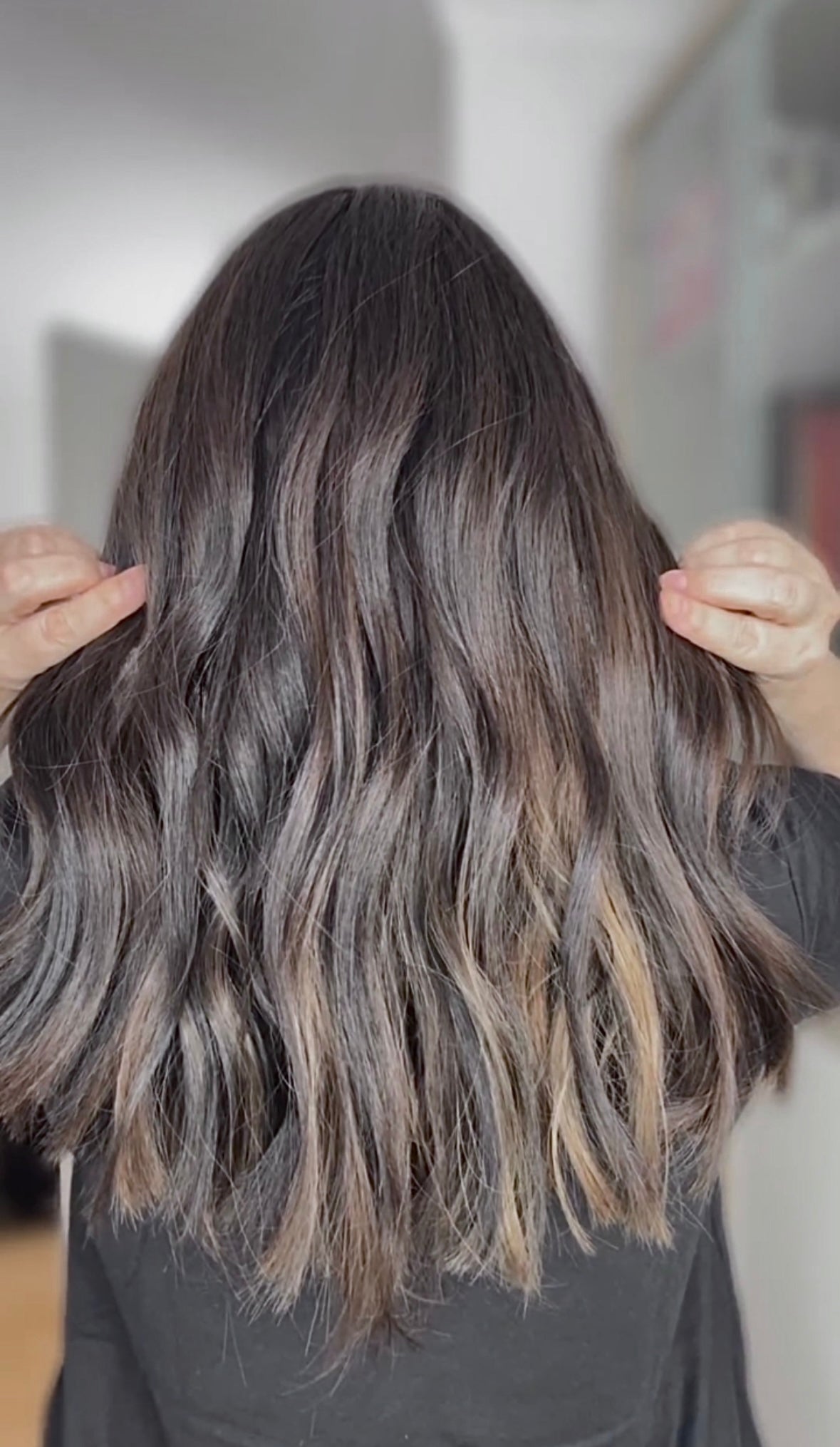 Reserved for S. FEATHERLITE VIRGIN BASE DARK BROWN TOPPER WARM BALAYAGE