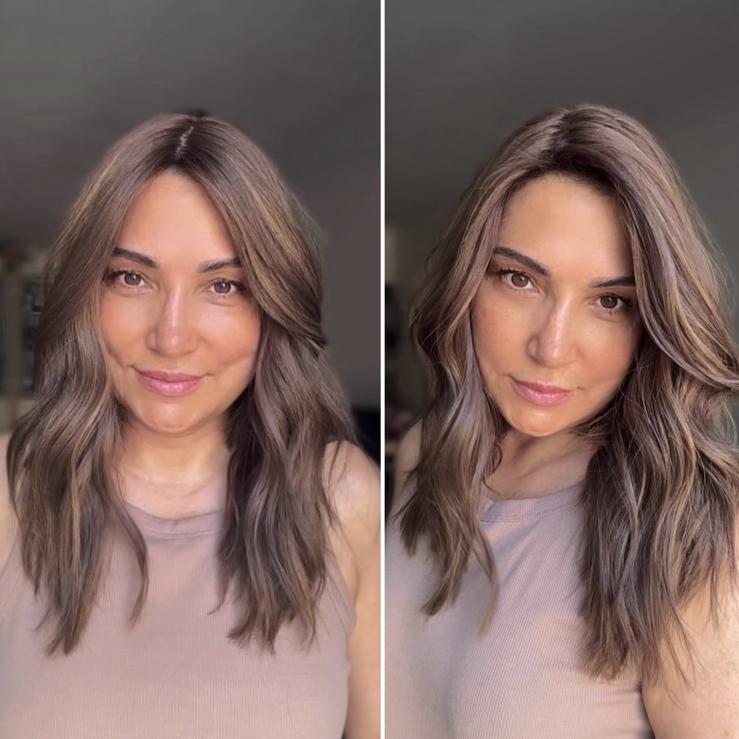 FEATHERLITE MEDUIM/LIGHT BROWN ASHY BALAYAGE TOPPER