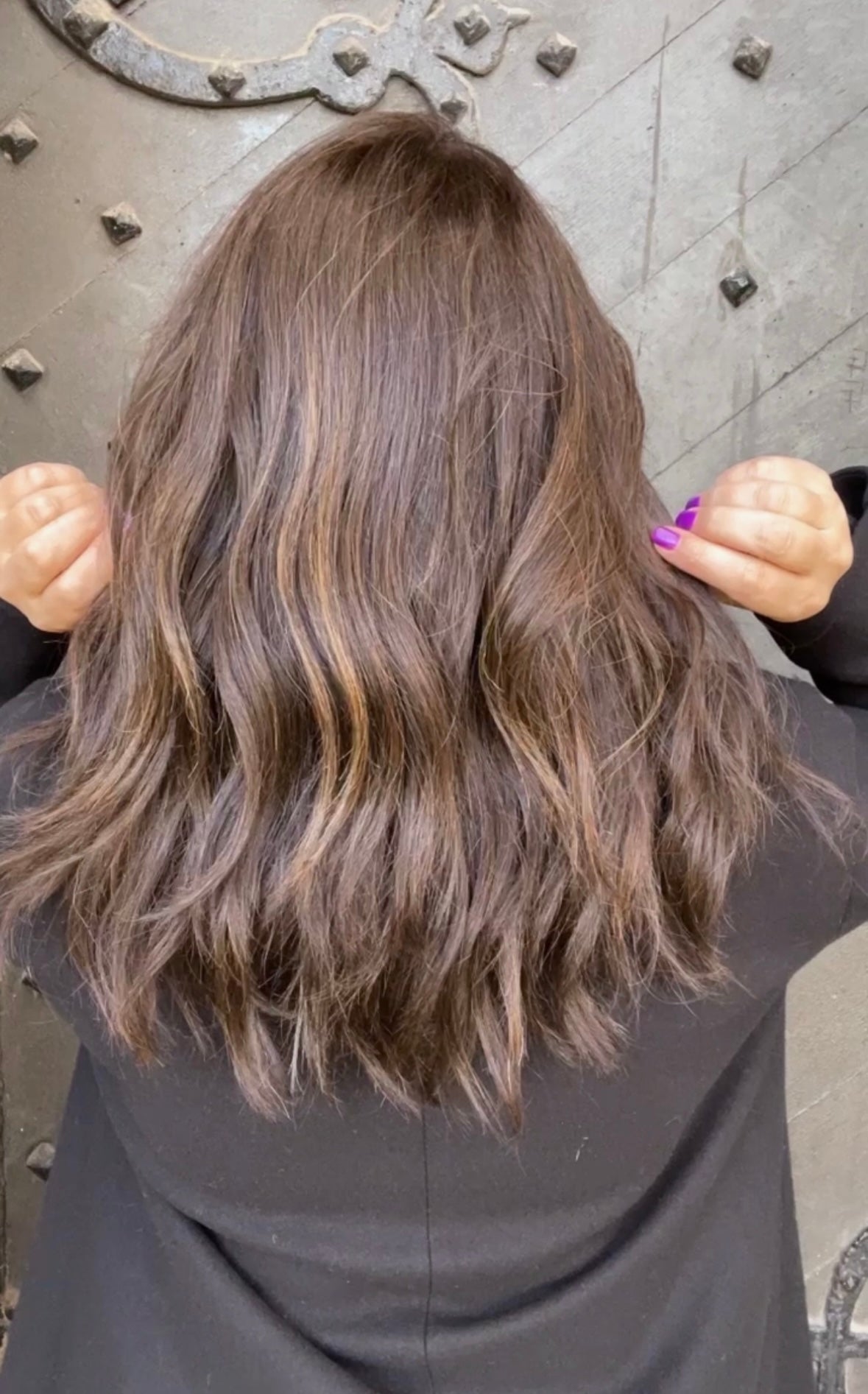 FEATHERLITE DARK BROWN TOPPER WITH CARAMEL BALAYAGE