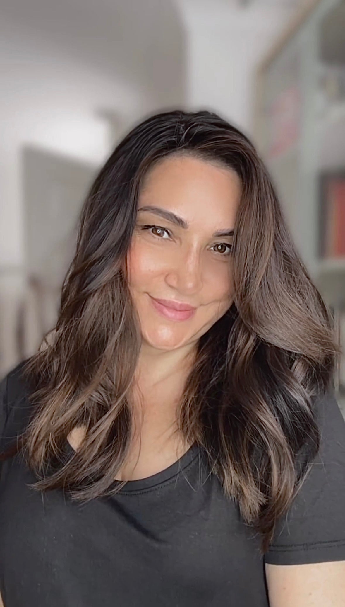 Reserved for S. FEATHERLITE VIRGIN BASE DARK BROWN TOPPER WARM BALAYAGE