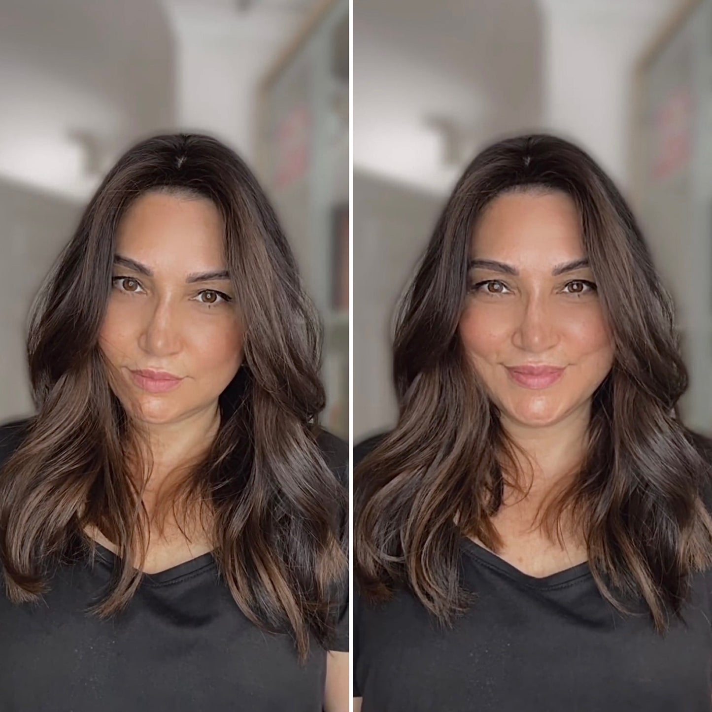 Reserved for S. FEATHERLITE VIRGIN BASE DARK BROWN TOPPER WARM BALAYAGE