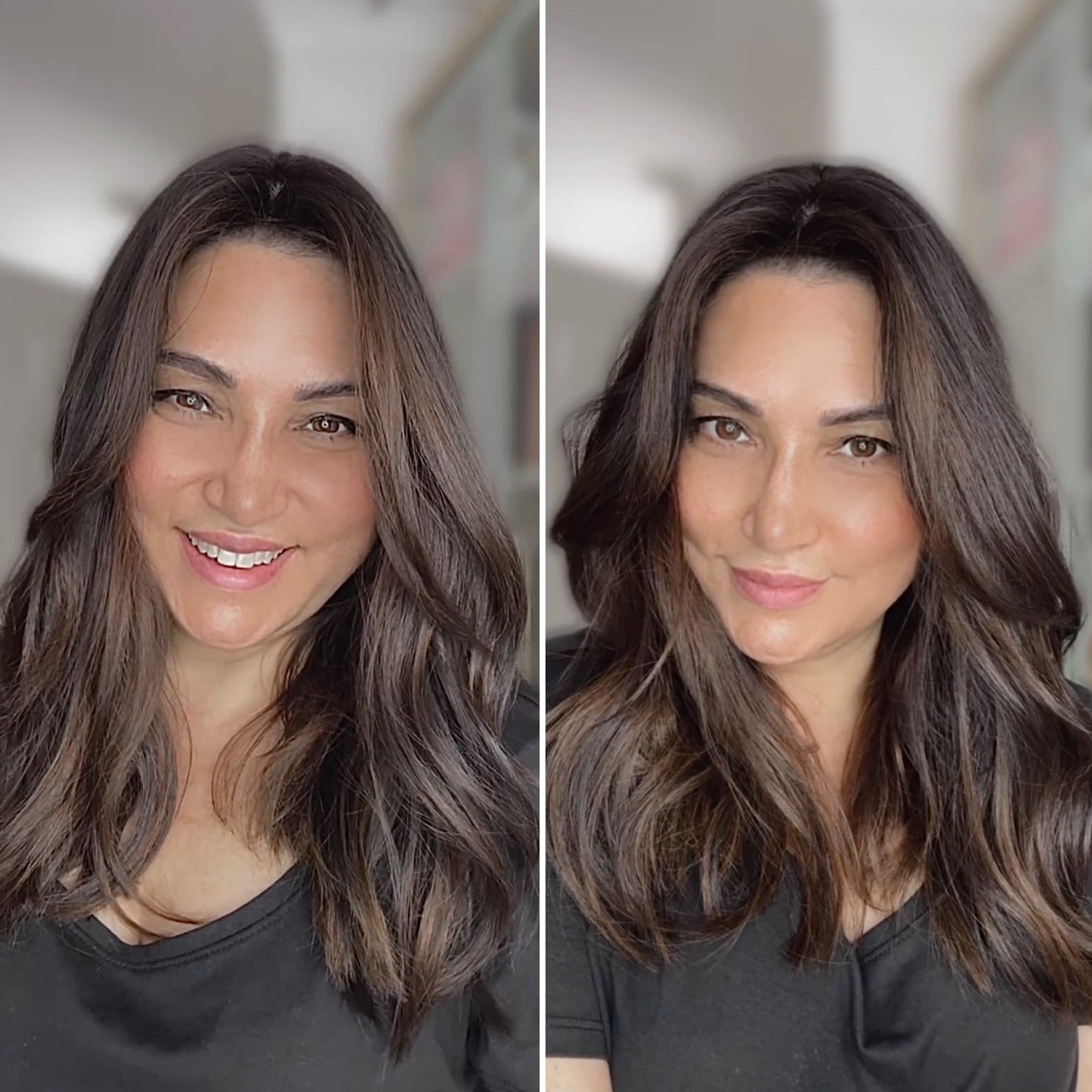 Reserved for S. FEATHERLITE VIRGIN BASE DARK BROWN TOPPER WARM BALAYAGE
