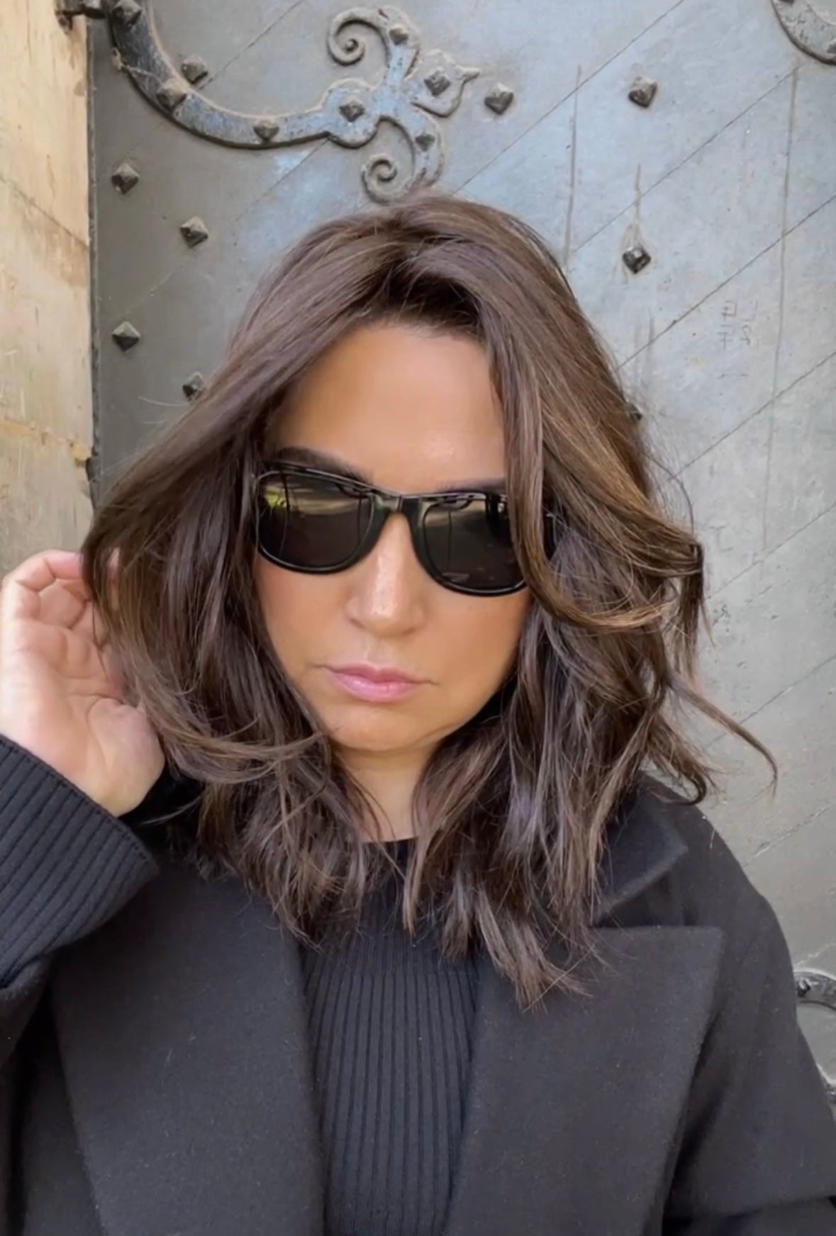 FEATHERLITE DARK BROWN TOPPER WITH CARAMEL BALAYAGE