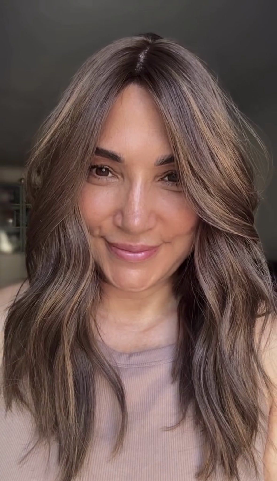 FEATHERLITE MEDUIM/LIGHT BROWN ASHY BALAYAGE TOPPER