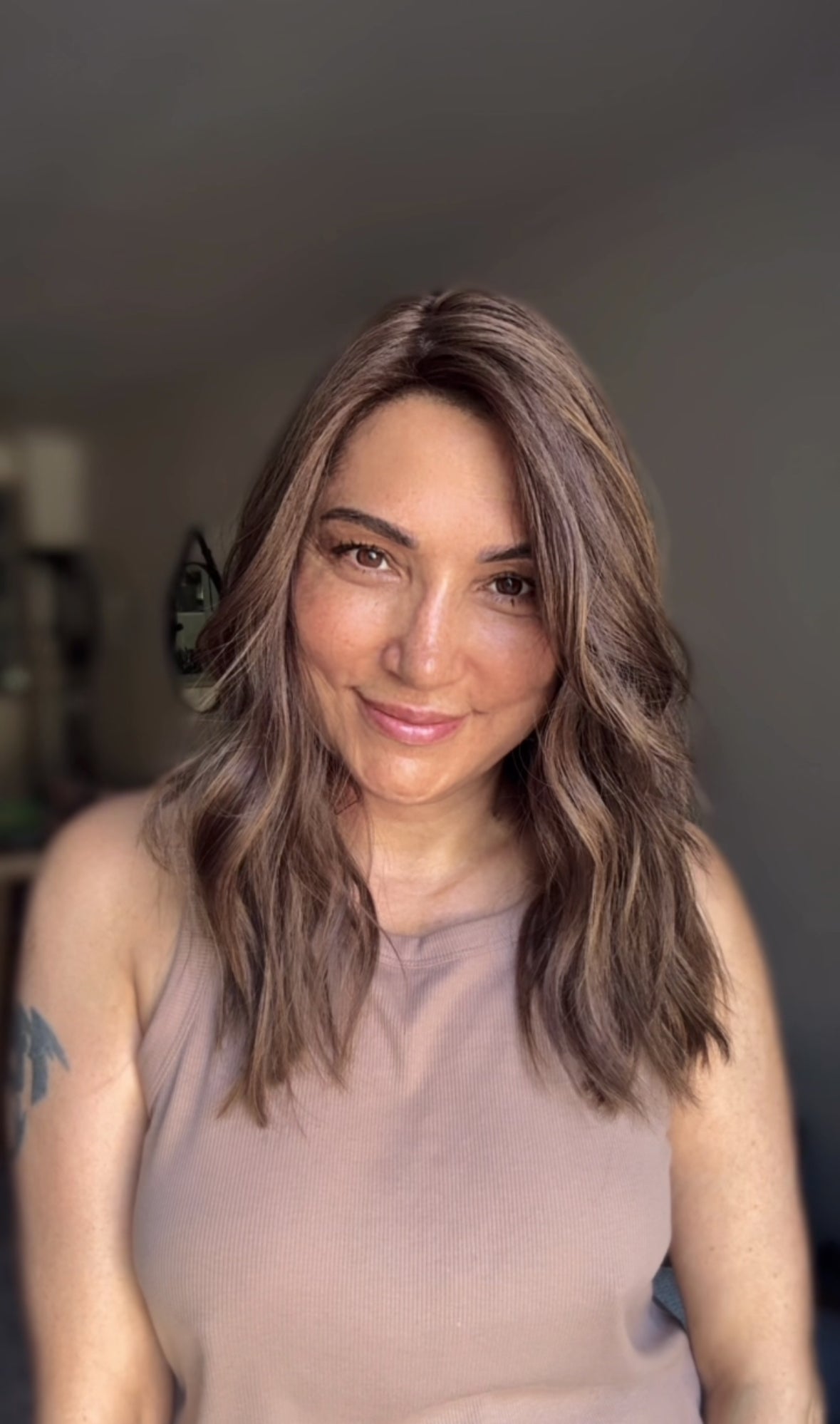 FEATHERLITE MEDUIM/LIGHT BROWN ASHY BALAYAGE TOPPER