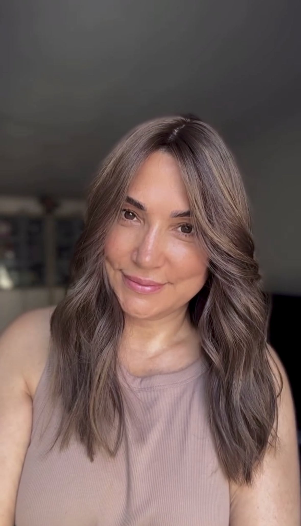 FEATHERLITE MEDUIM/LIGHT BROWN ASHY BALAYAGE TOPPER