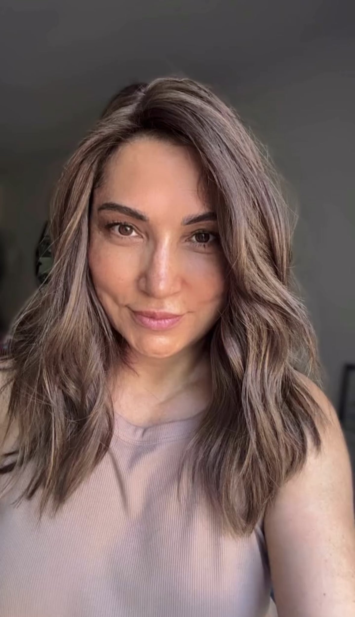 FEATHERLITE MEDUIM/LIGHT BROWN ASHY BALAYAGE TOPPER