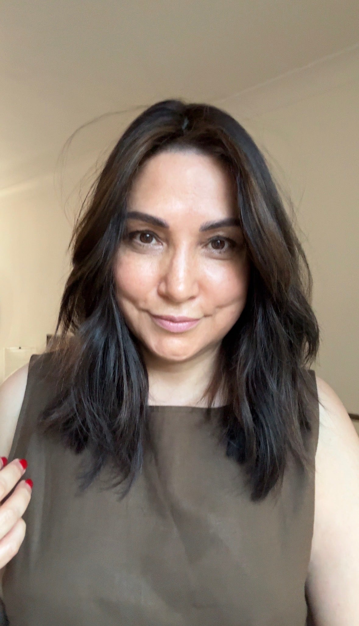 VIRGIN BASE DARK BROWN TOPPER WITH SOFT CARAMEL BALAYAGE