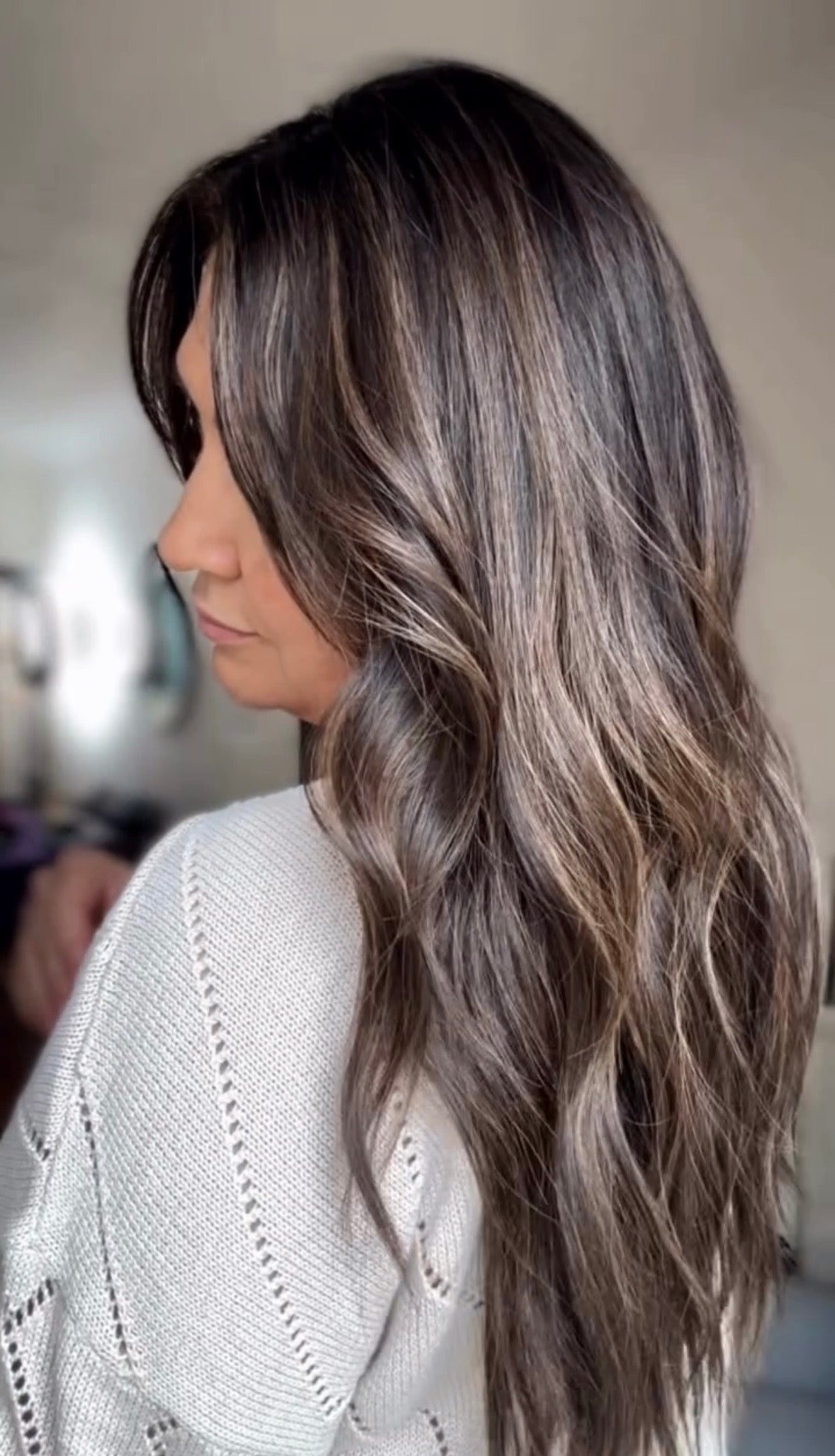 DARK BROWN ASHY BALAYAGE TOPPER