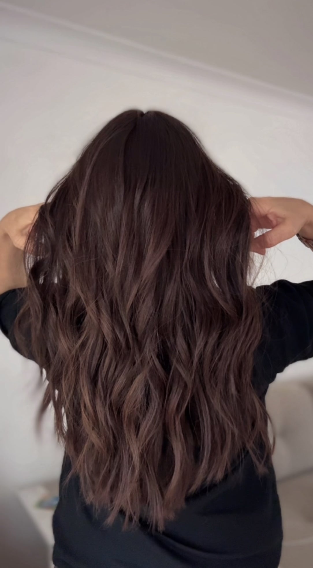 FEATHERLITE VIRGIN BROWN TOPPER WITH SUBTLE CARAMEL BALAYAGE