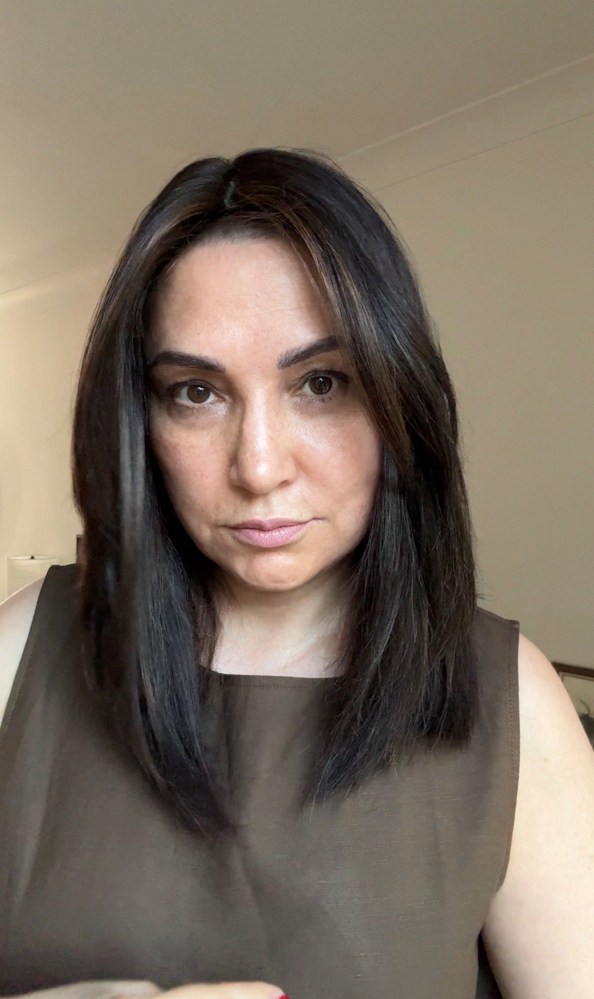 VIRGIN BASE DARK BROWN TOPPER WITH SOFT CARAMEL BALAYAGE