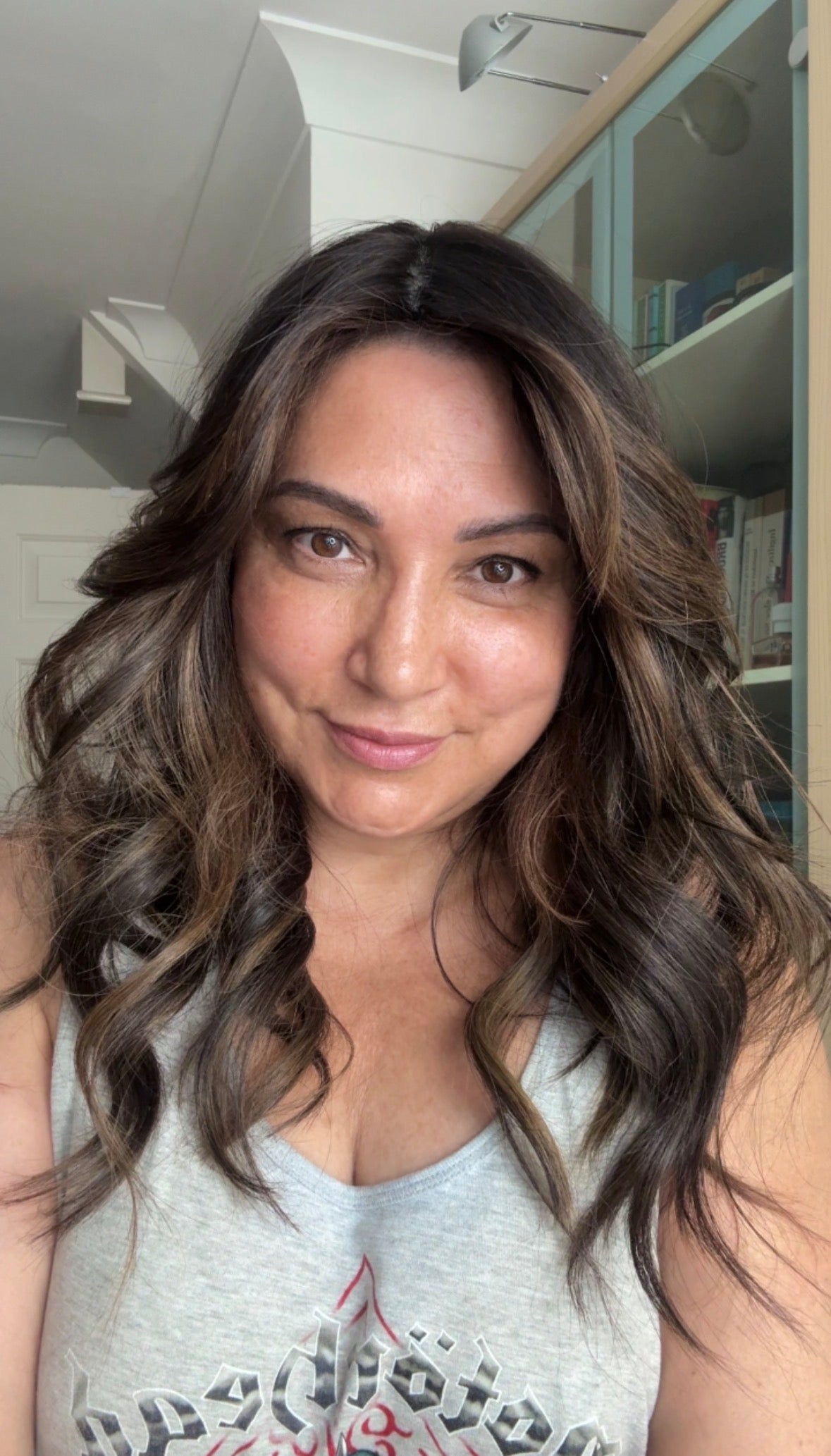DARK BROWN/SOFT BLACK VIRGIN TOPPER WITH ASHY RIBBON BALAYAGE