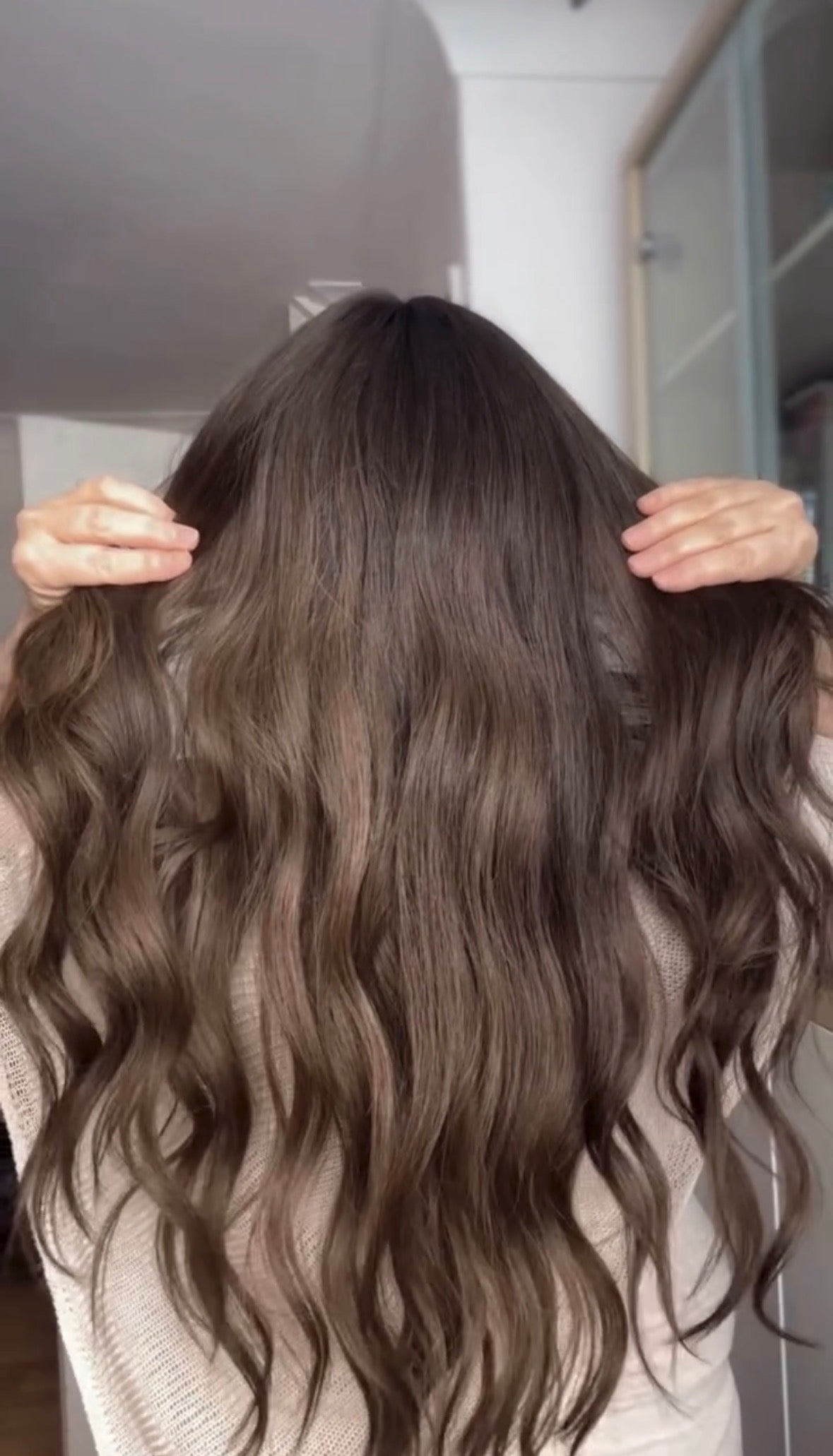 LIGHT BROWN TOPPER WITH SOFT SUBTLE CARAMEL BALAYAGE