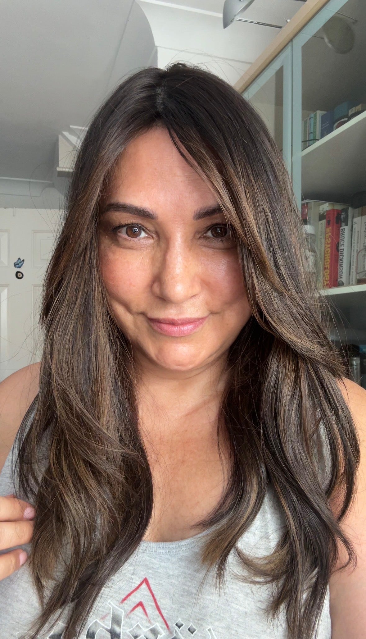 DARK BEOWN/SOFT BLACK VIRGIN TOPPER WITH ASHY RIBBON BALAYAGE