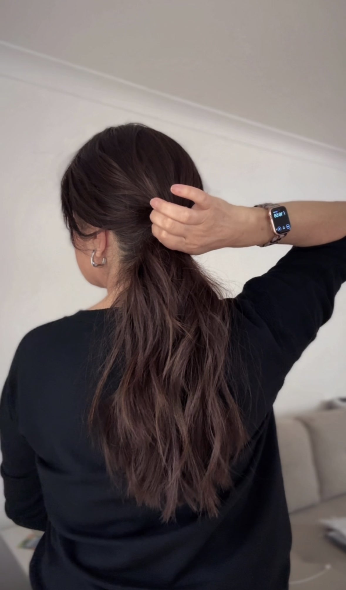 FEATHERLITE VIRGIN BROWN TOPPER WITH SUBTLE CARAMEL BALAYAGE