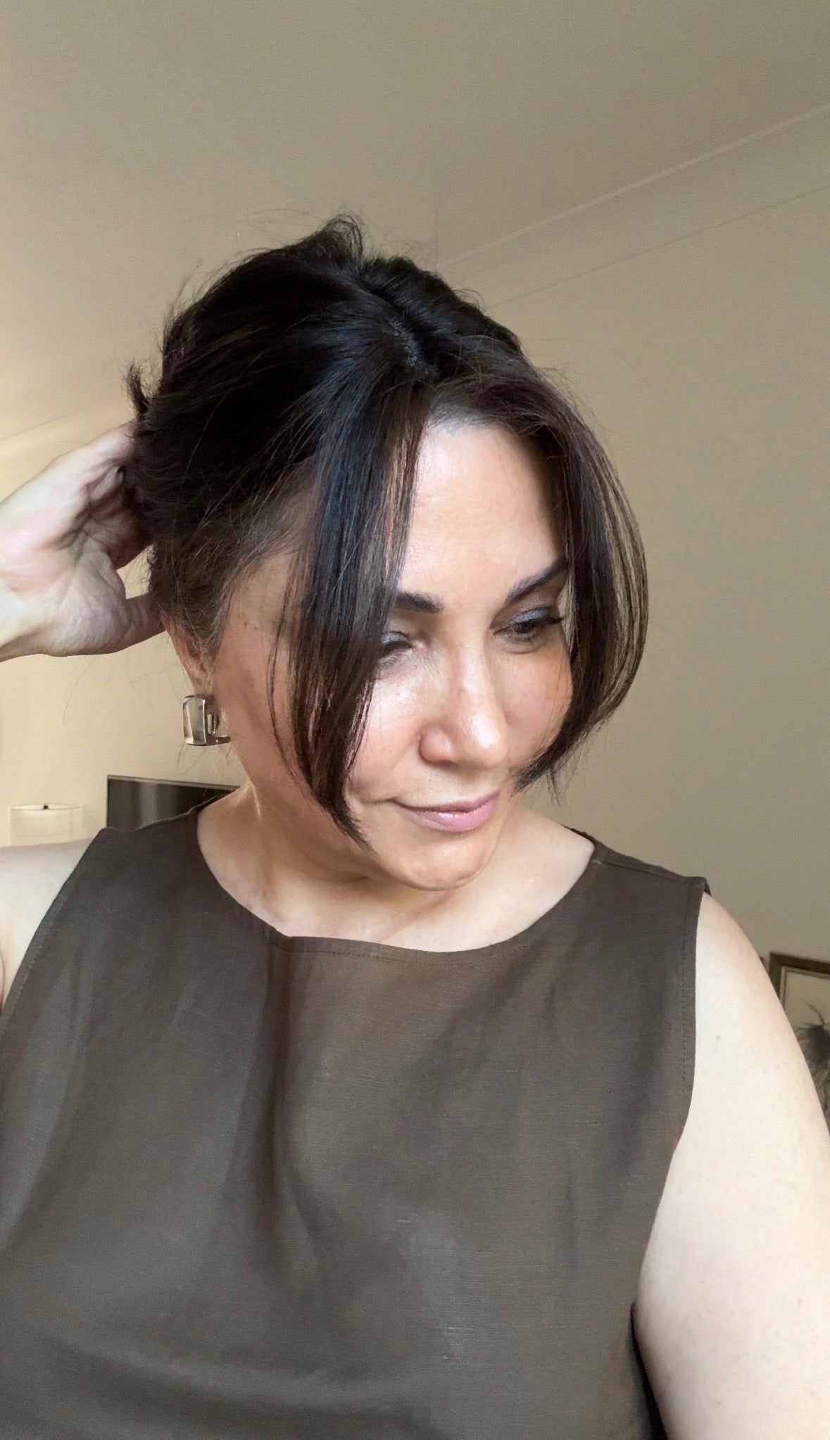 VIRGIN BASE DARK BROWN TOPPER WITH SOFT CARAMEL BALAYAGE