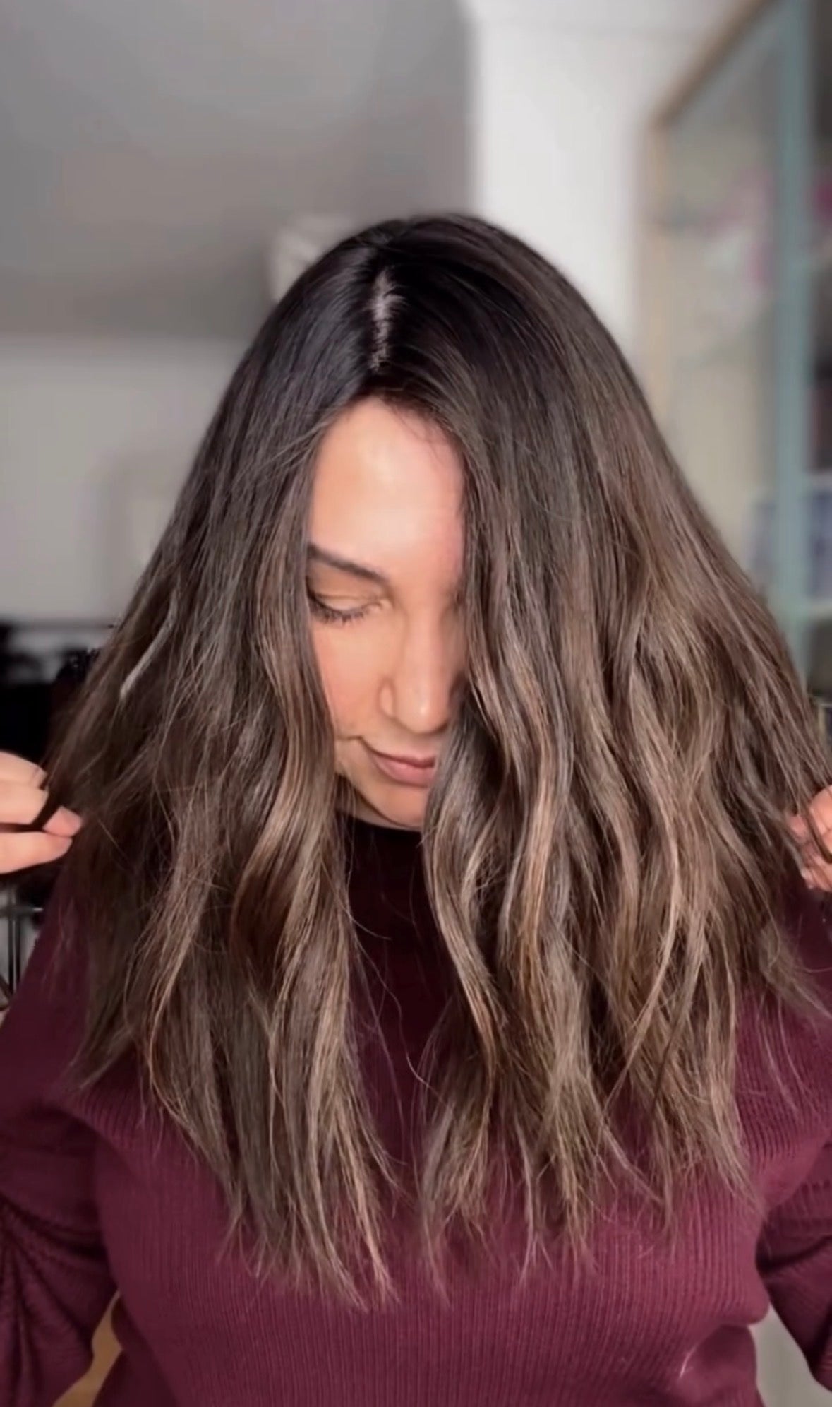 MEDIUM TO DARK BROWN ASHY BALAYAGE TOPPER