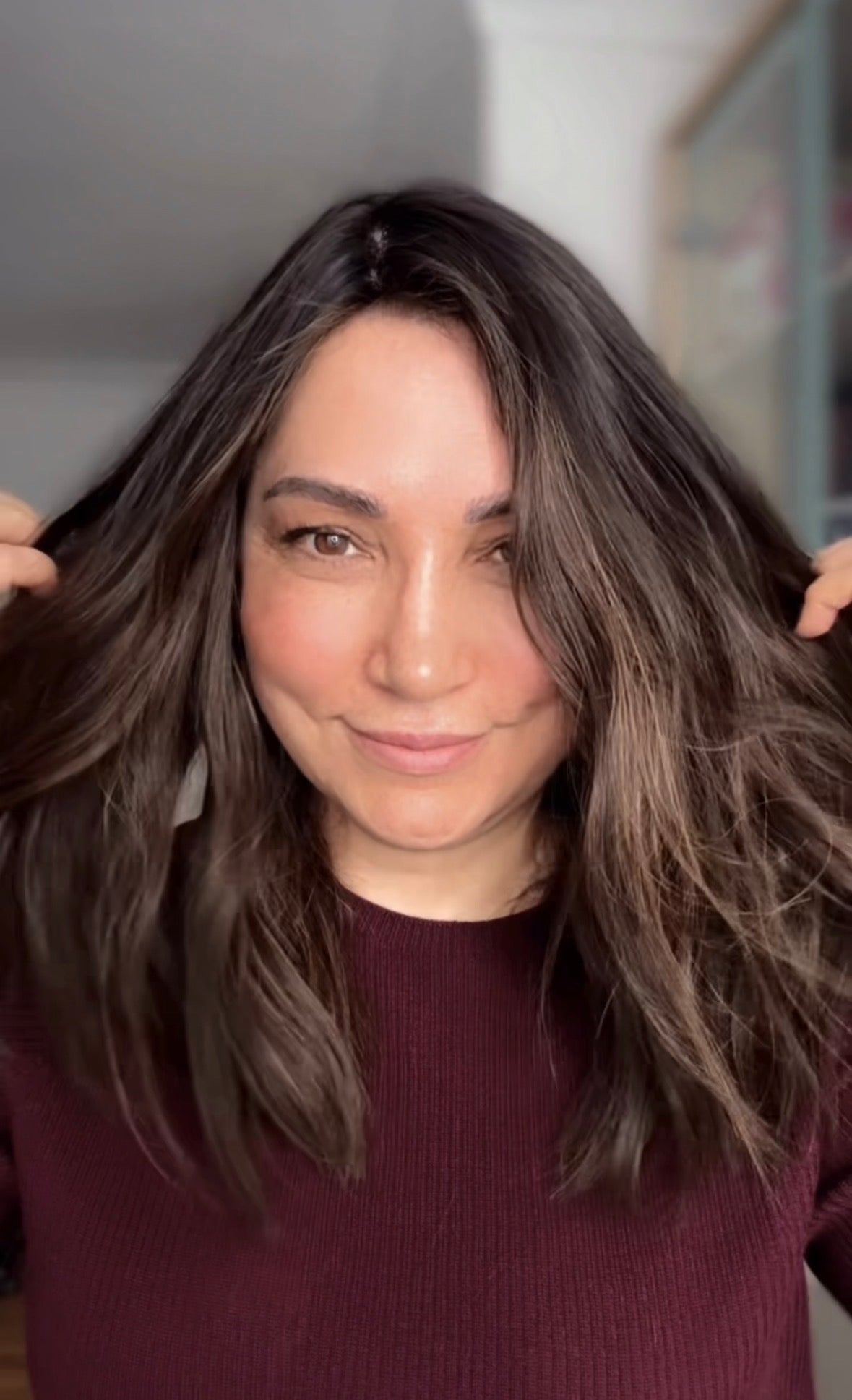 MEDIUM TO DARK BROWN ASHY BALAYAGE TOPPER