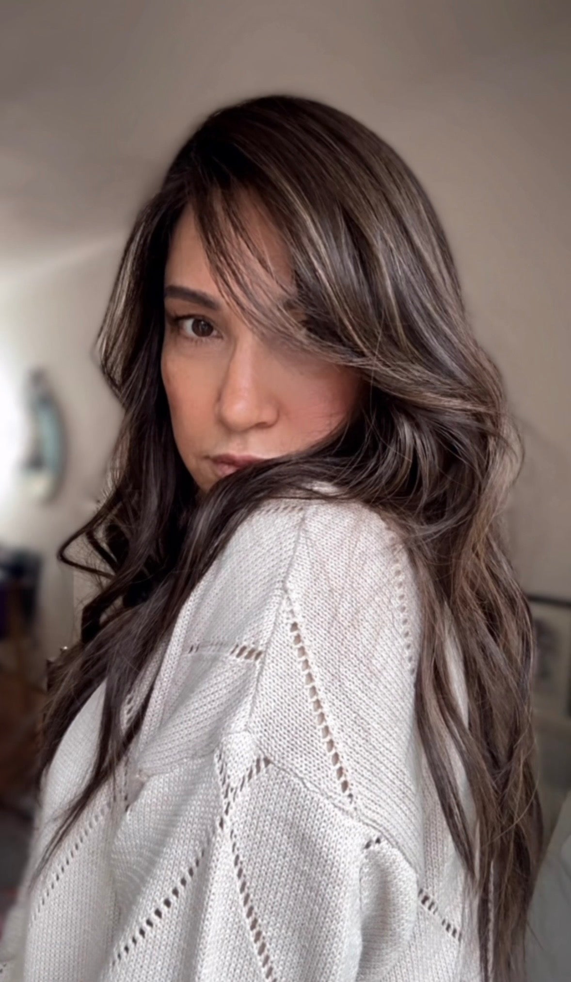 DARK BROWN ASHY BALAYAGE TOPPER