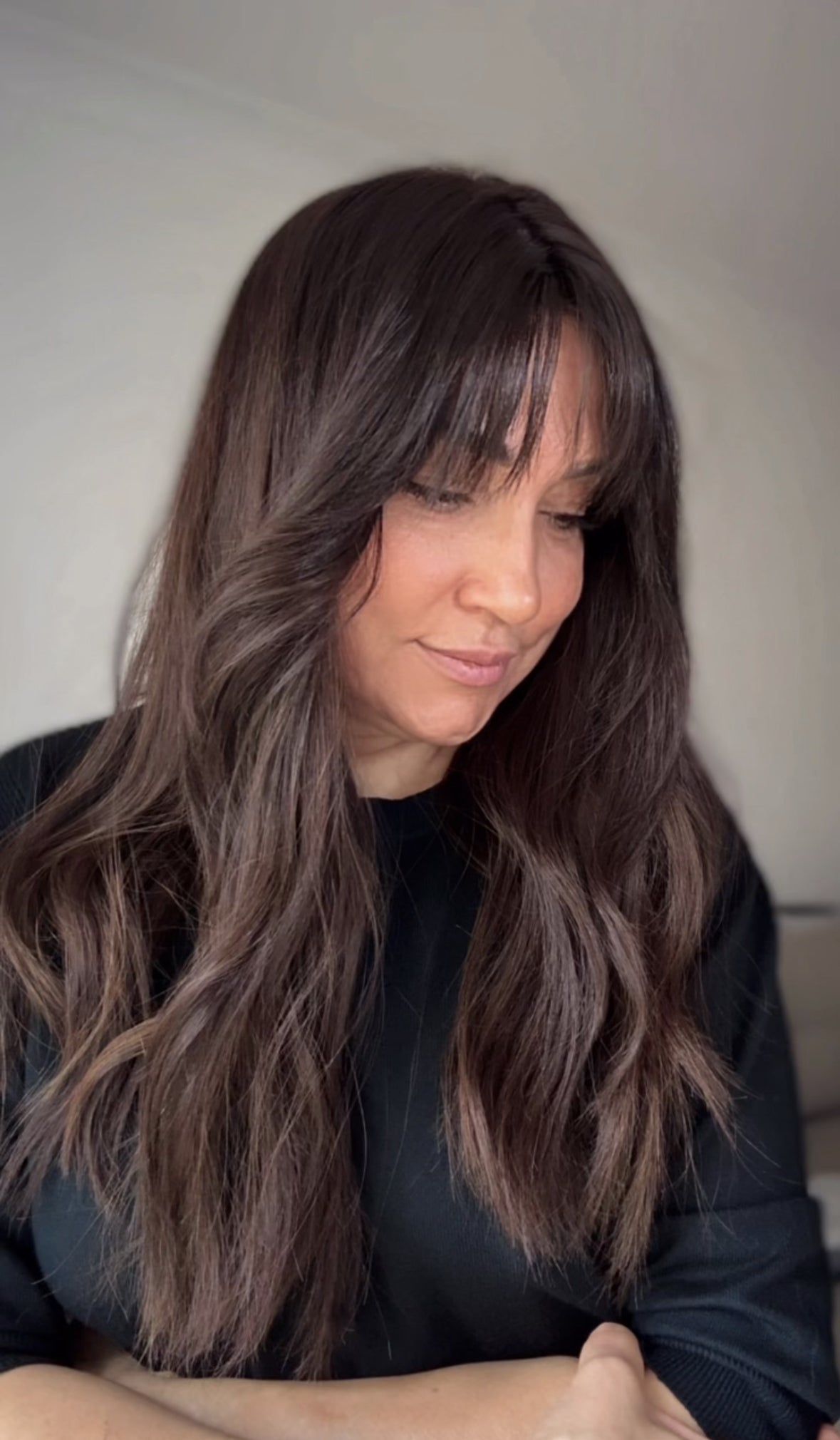 FEATHERLITE VIRGIN BROWN TOPPER WITH SUBTLE CARAMEL BALAYAGE