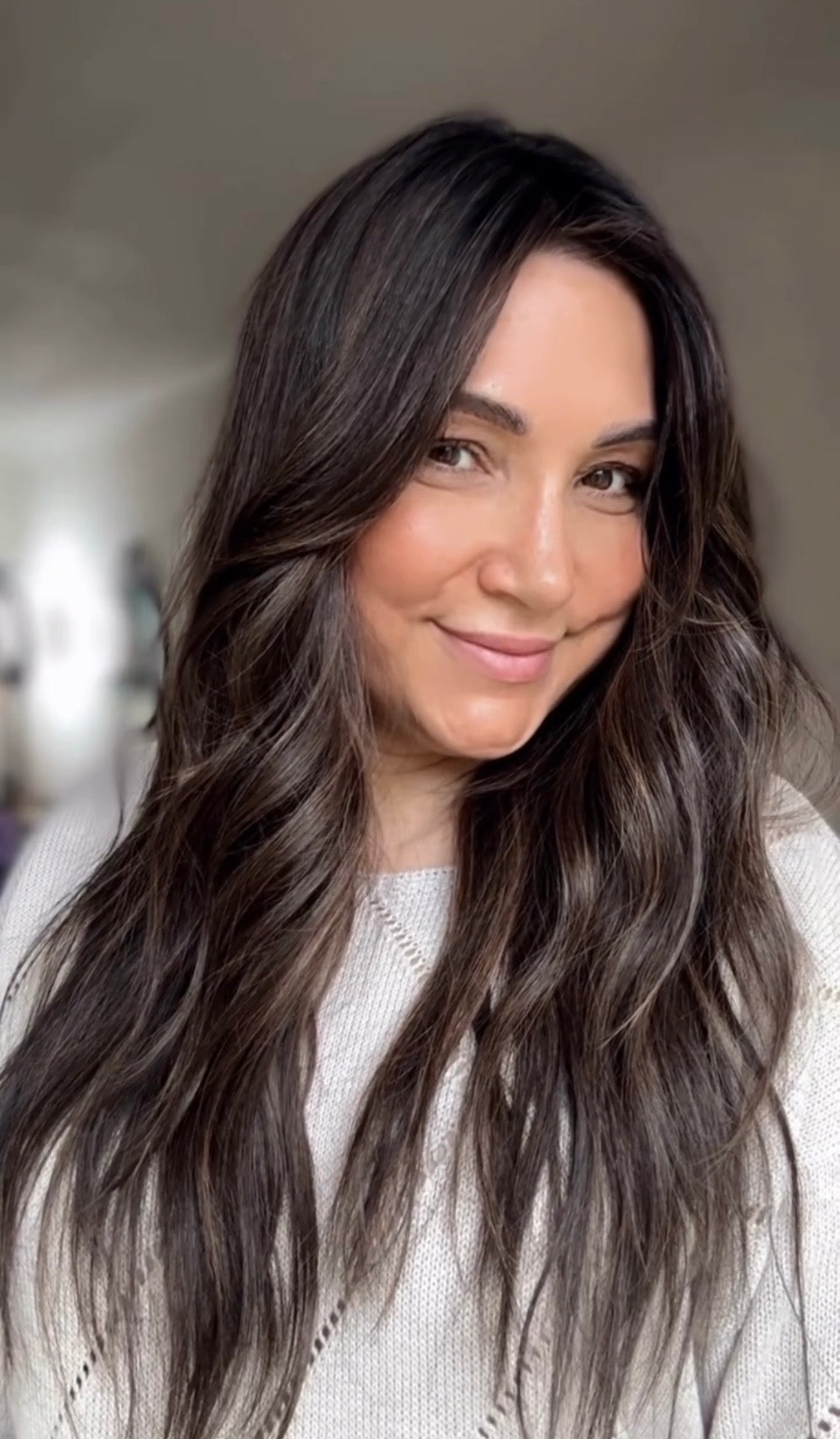 DARK BROWN ASHY BALAYAGE TOPPER