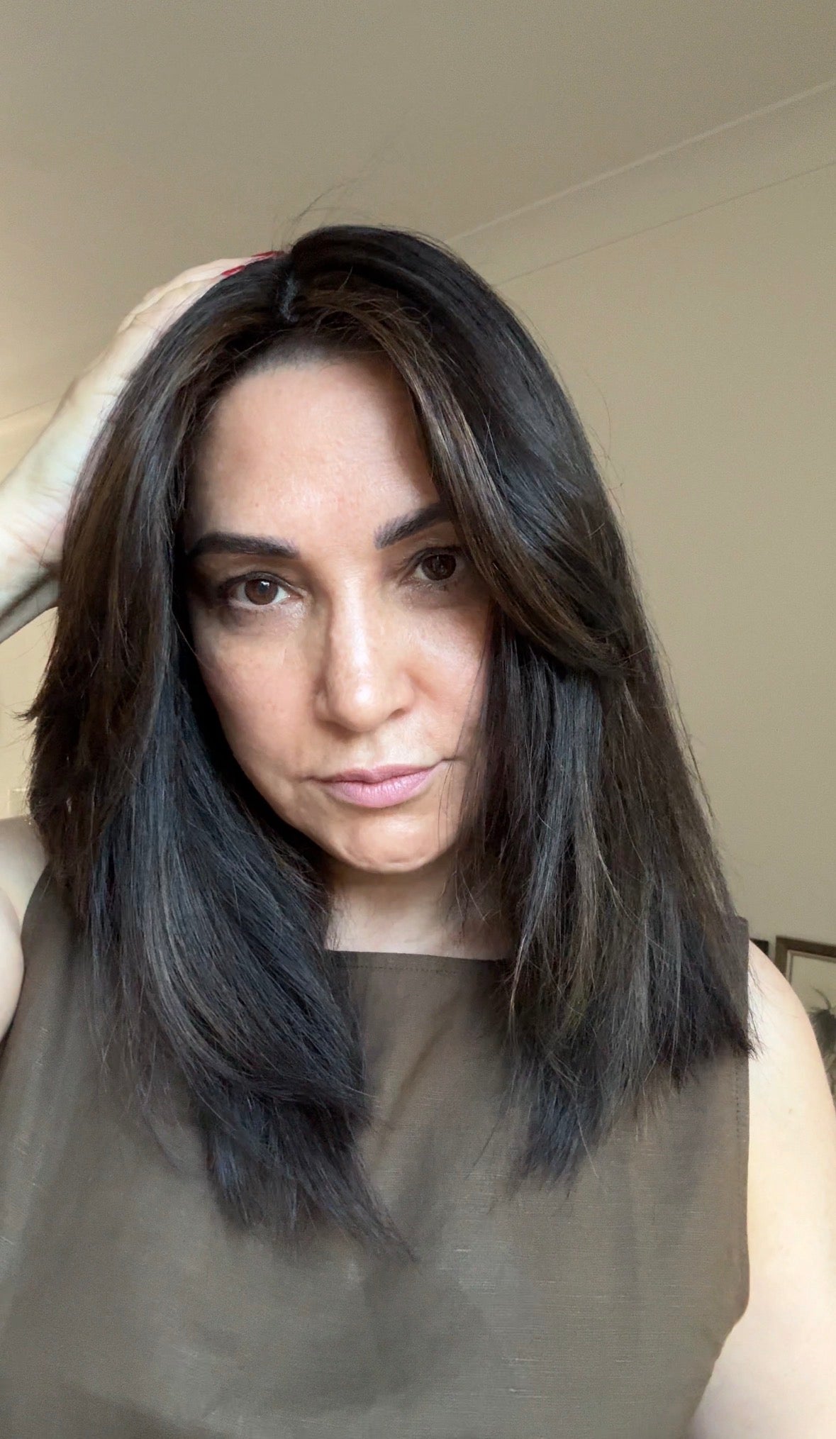 VIRGIN BASE DARK BROWN TOPPER WITH SOFT CARAMEL BALAYAGE