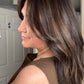 VIRGIN BASE DARK BROWN TOPPER WITH SOFT CARAMEL BALAYAGE