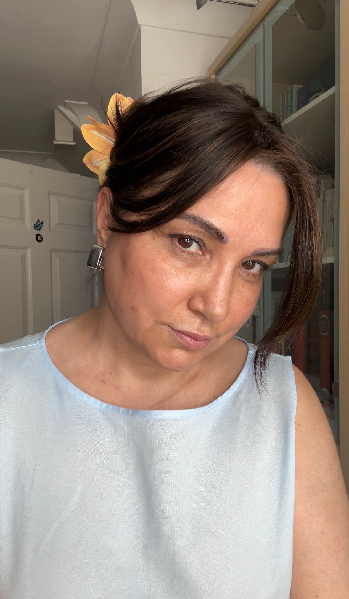 VIRGIN BASE DARK BROWN TOPPER WITH SOFT CARAMEL BALAYAGE