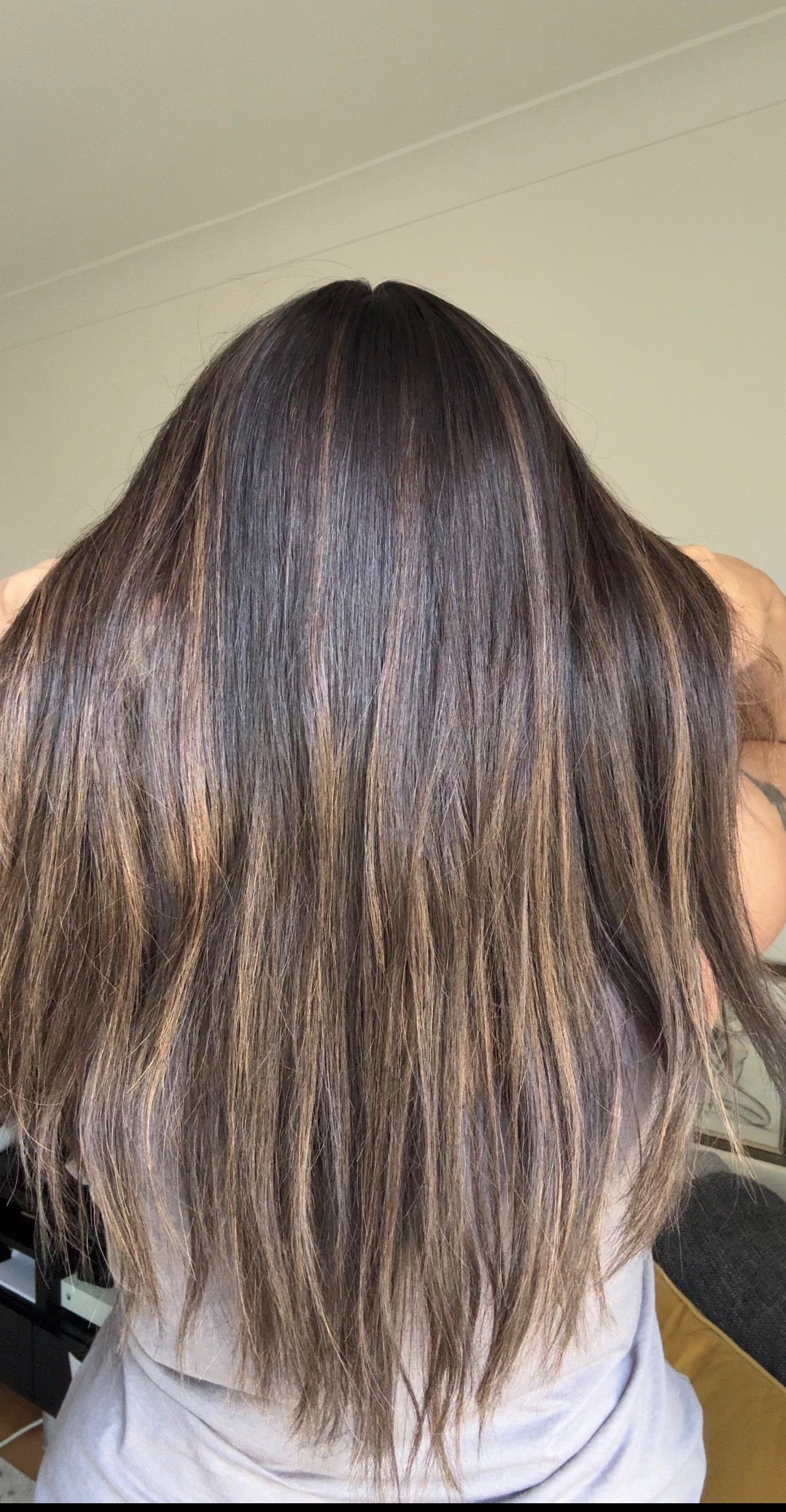 DARK BROWN TOPPER WITH SOFT ASHY HIGHLIGHTS