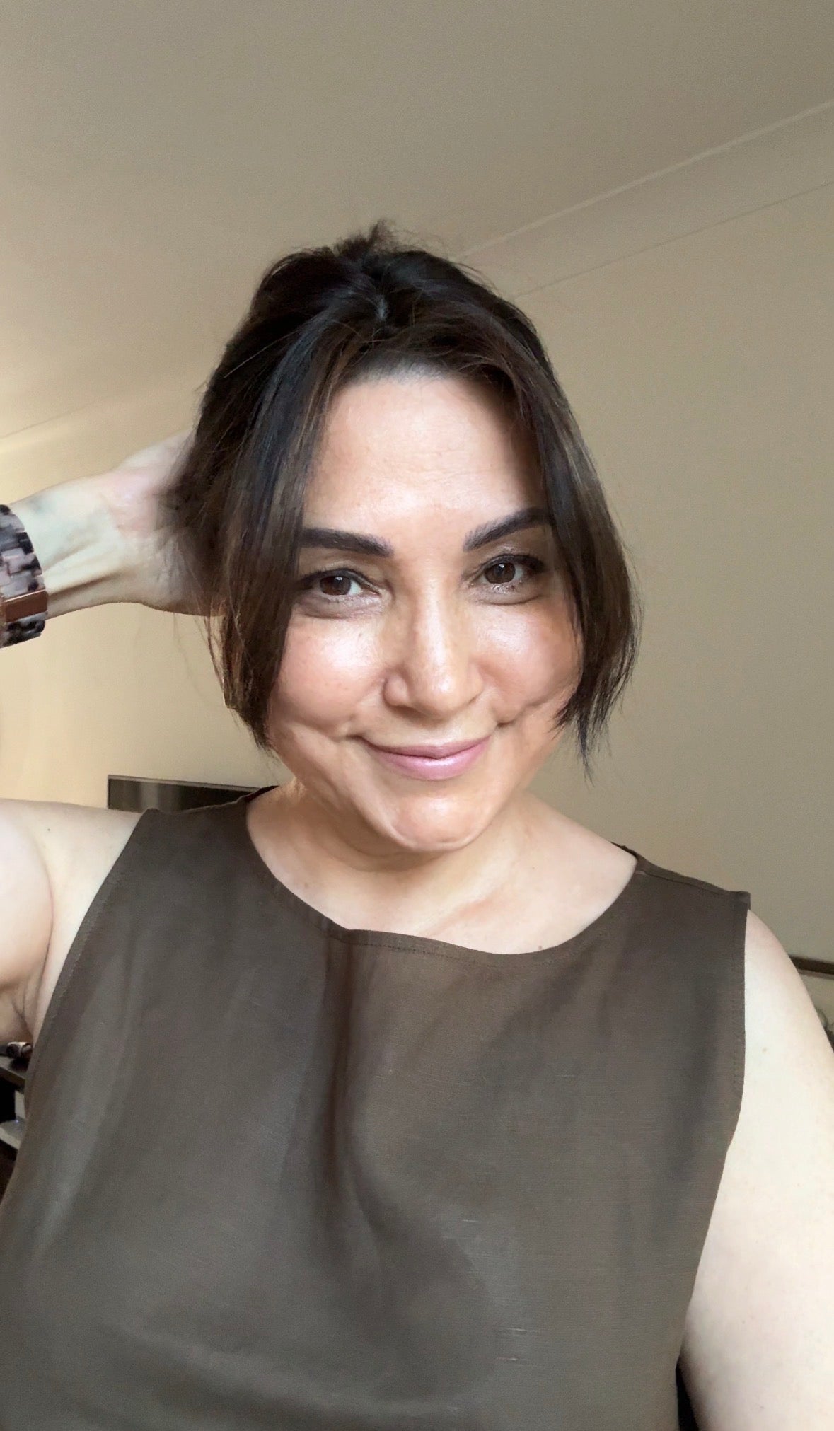 VIRGIN BASE DARK BROWN TOPPER WITH SOFT CARAMEL BALAYAGE