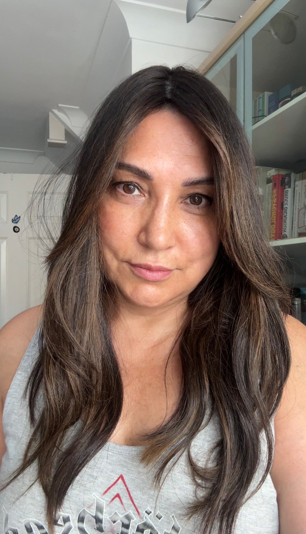 DARK BEOWN/SOFT BLACK VIRGIN TOPPER WITH ASHY RIBBON BALAYAGE