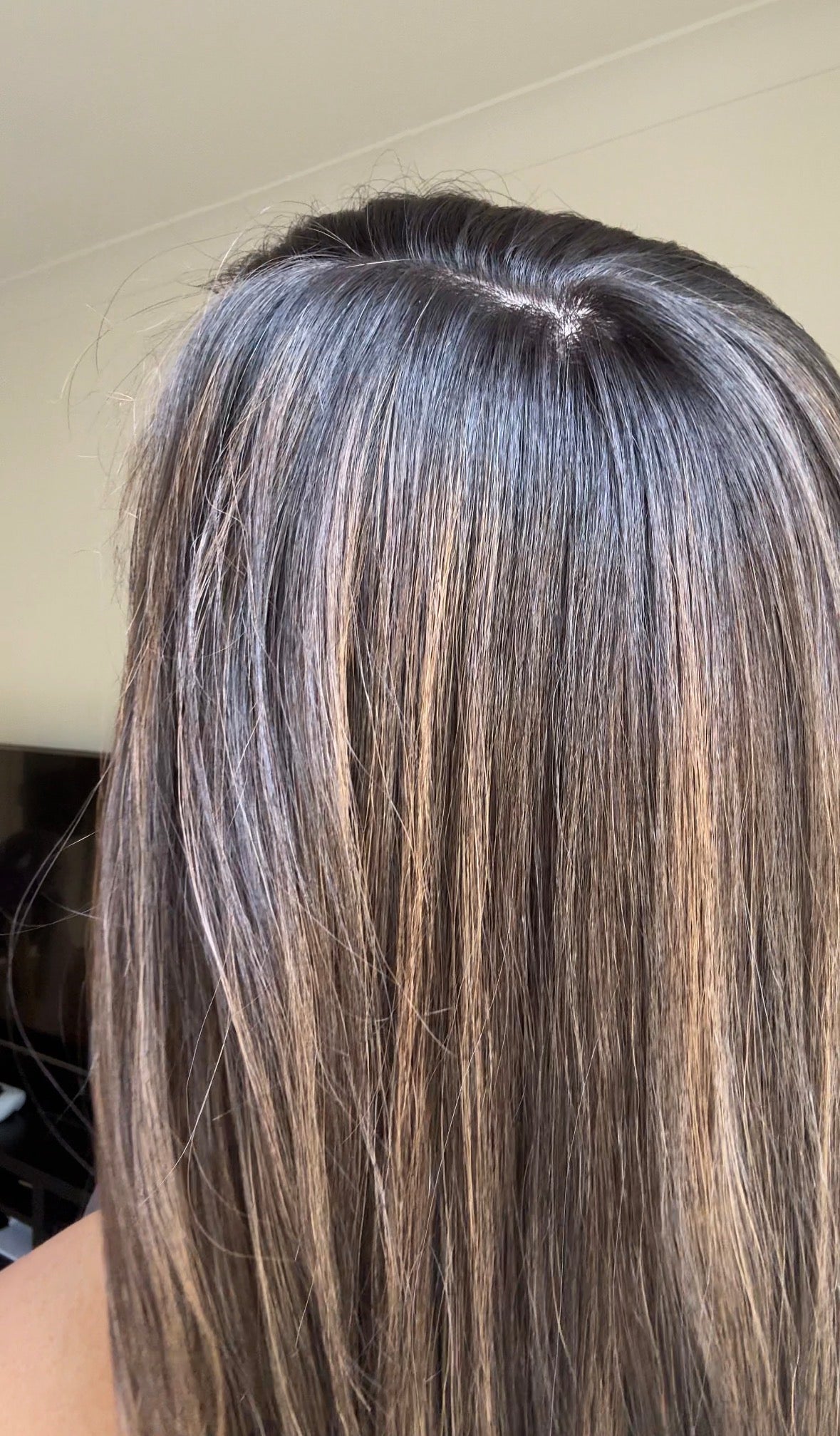 DARK BROWN TOPPER WITH SOFT ASHY HIGHLIGHTS