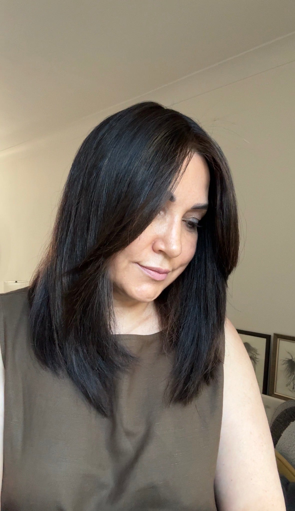 VIRGIN BASE DARK BROWN TOPPER WITH SOFT CARAMEL BALAYAGE