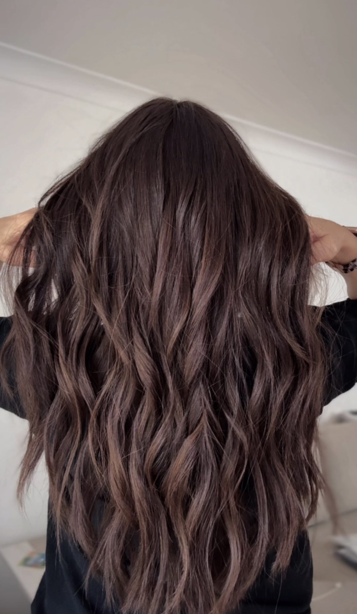 FEATHERLITE VIRGIN BROWN TOPPER WITH SUBTLE CARAMEL BALAYAGE