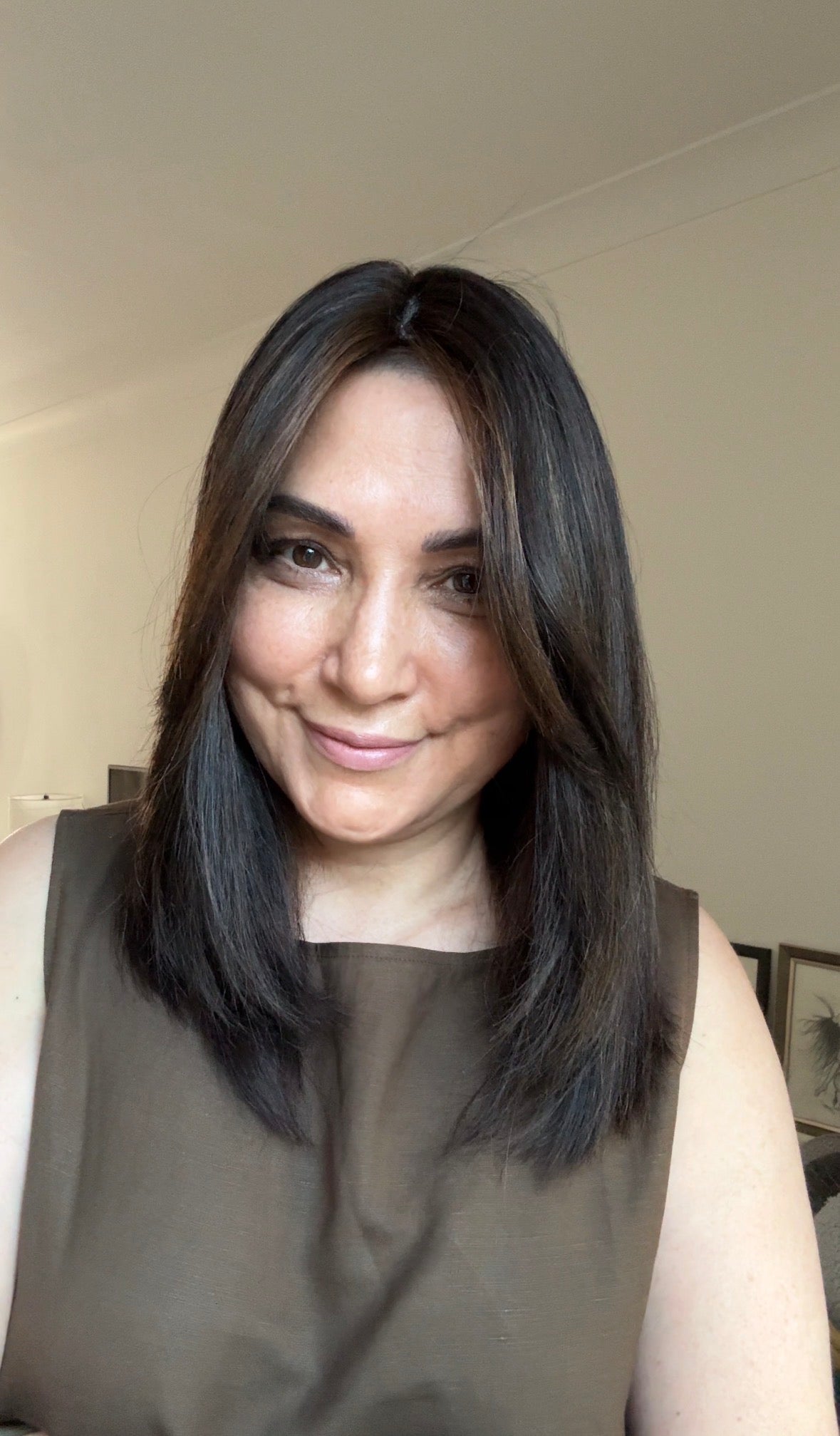 VIRGIN BASE DARK BROWN TOPPER WITH SOFT CARAMEL BALAYAGE