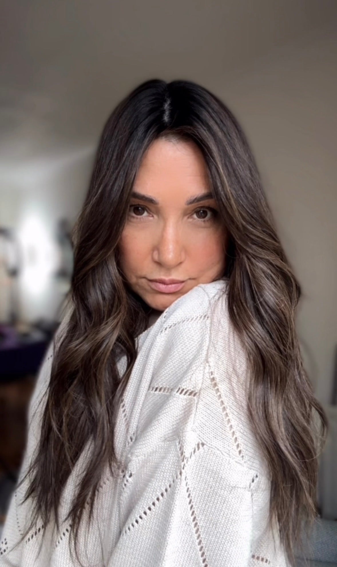 DARK BROWN ASHY BALAYAGE TOPPER