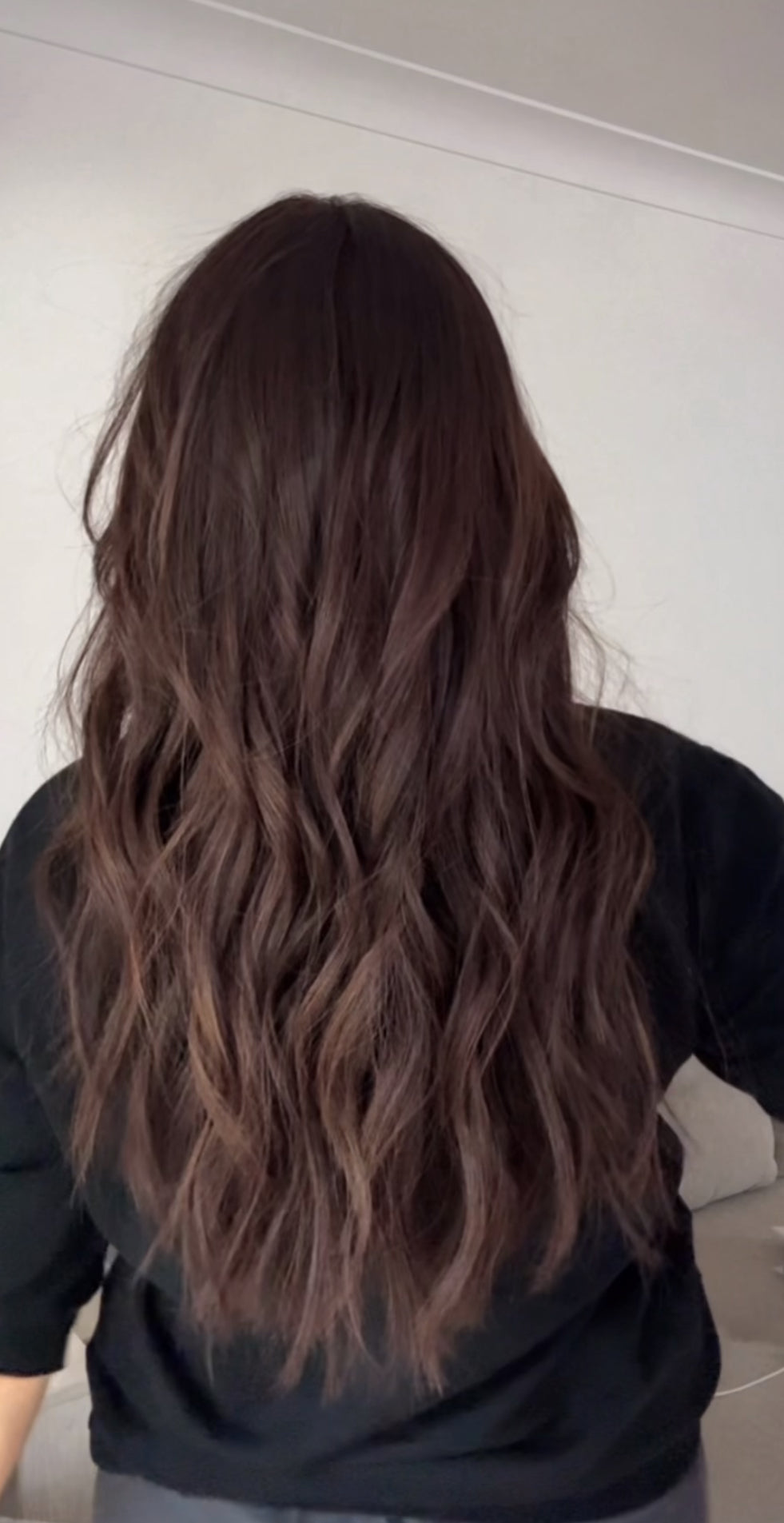 FEATHERLITE VIRGIN BROWN TOPPER WITH SUBTLE CARAMEL BALAYAGE