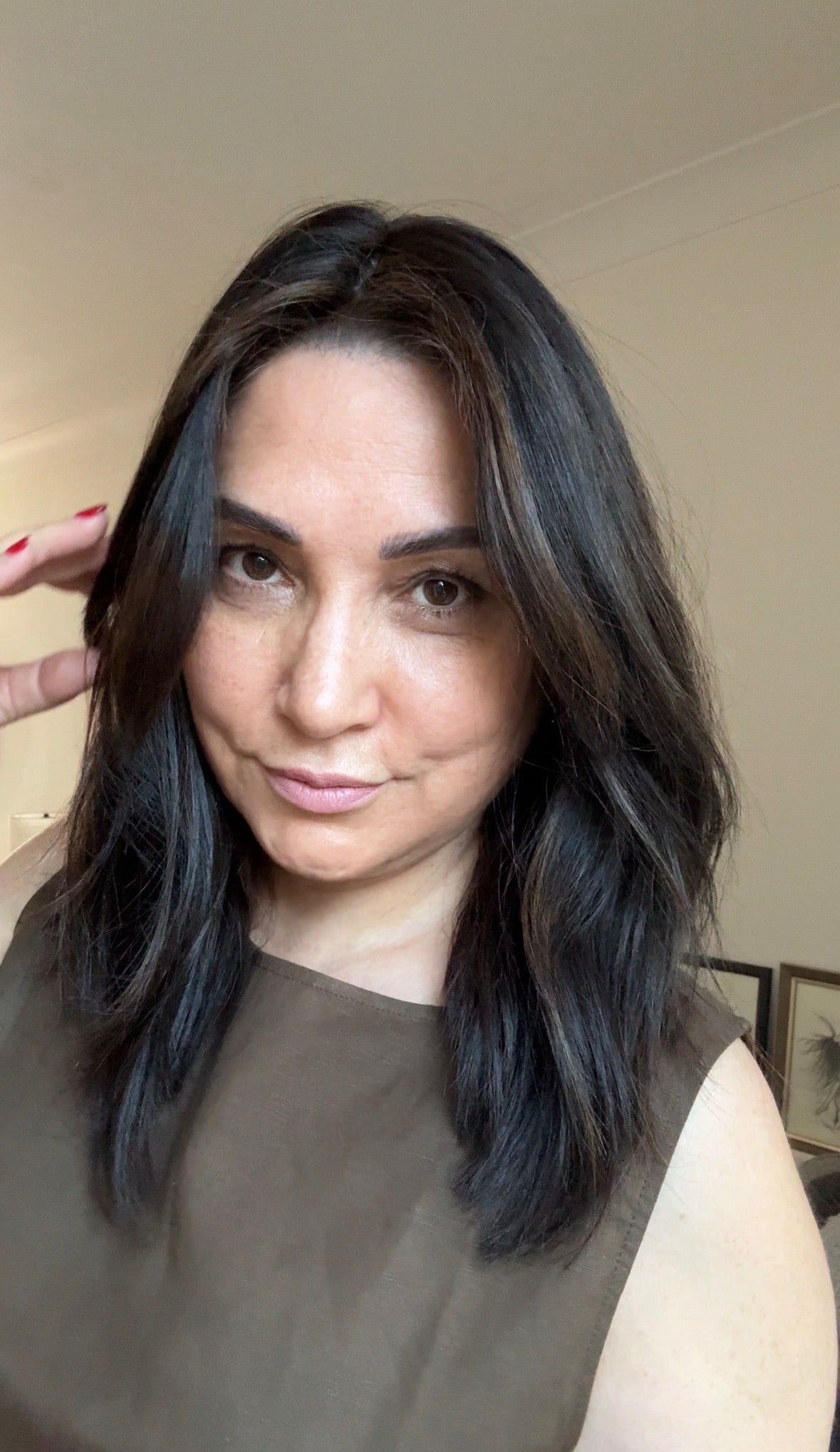 VIRGIN BASE DARK BROWN TOPPER WITH SOFT CARAMEL BALAYAGE