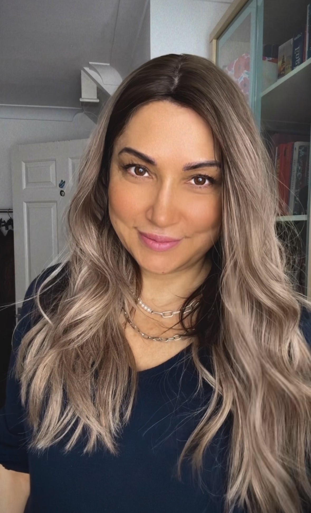 FEATHERLITE ASHY BLONDE TOPPER WITH DARK ROOT/ 2-4 WEEKS PREPARATION TIME