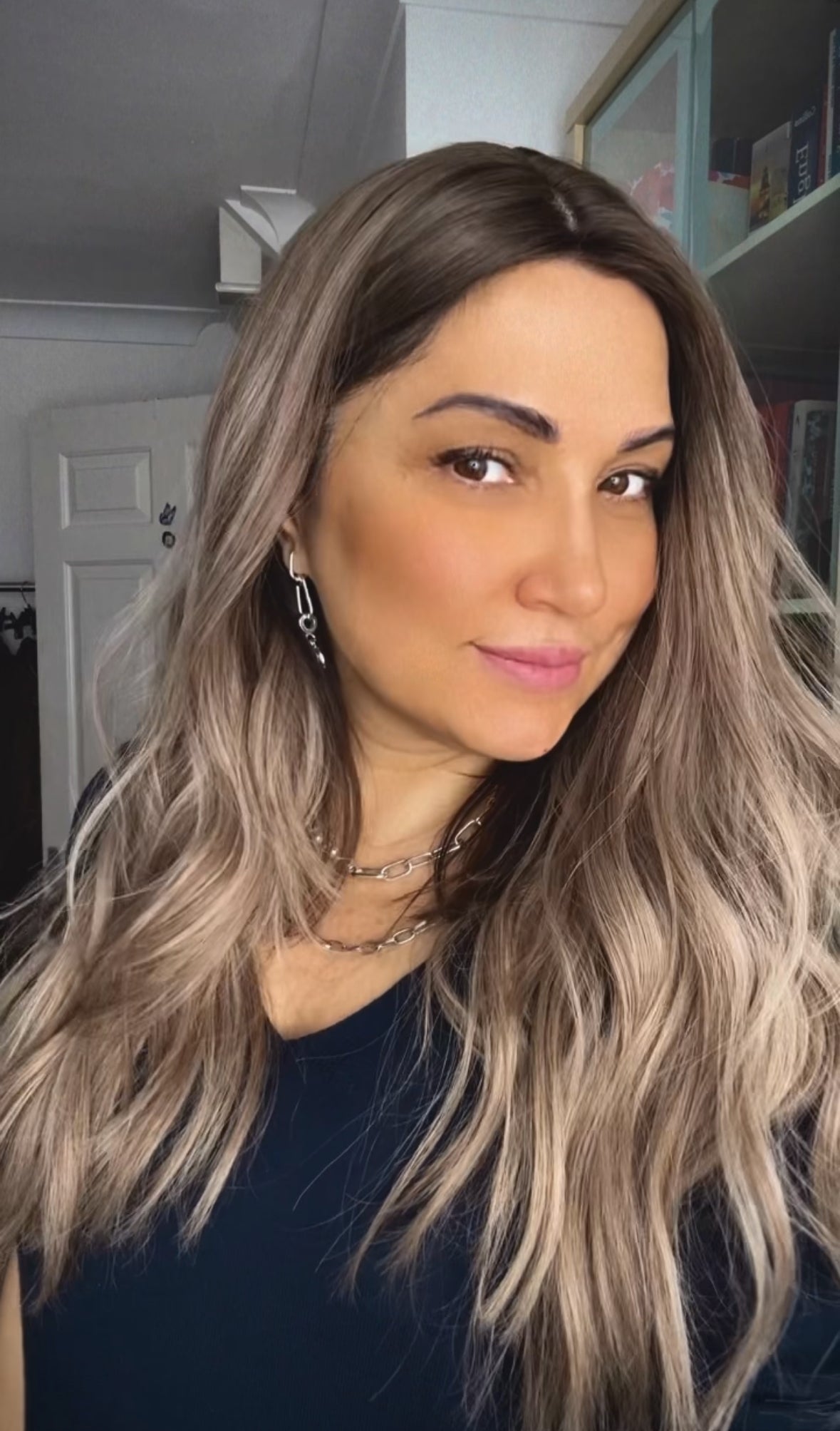 FEATHERLITE ASHY BLONDE TOPPER WITH DARK ROOT/ 2-4 WEEKS PREPARATION TIME