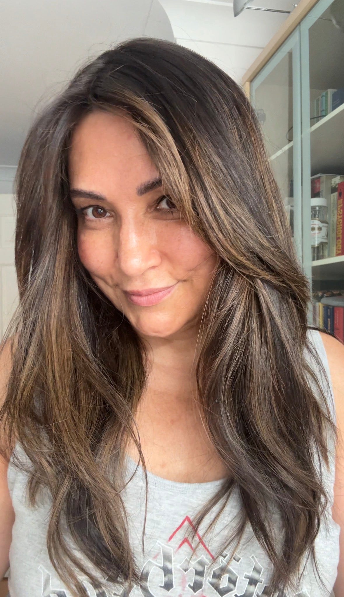 DARK BEOWN/SOFT BLACK VIRGIN TOPPER WITH ASHY RIBBON BALAYAGE