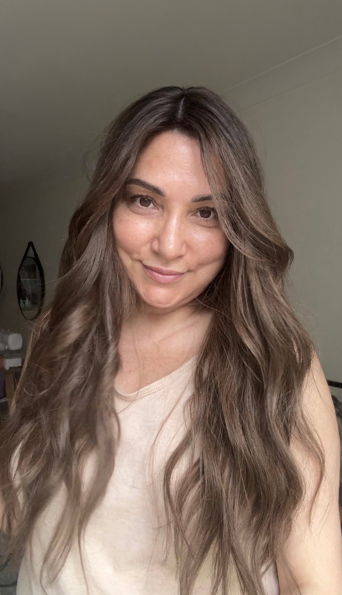 LIGHT BROWN TOPPER WITH SOFT SUBTLE CARAMEL BALAYAGE