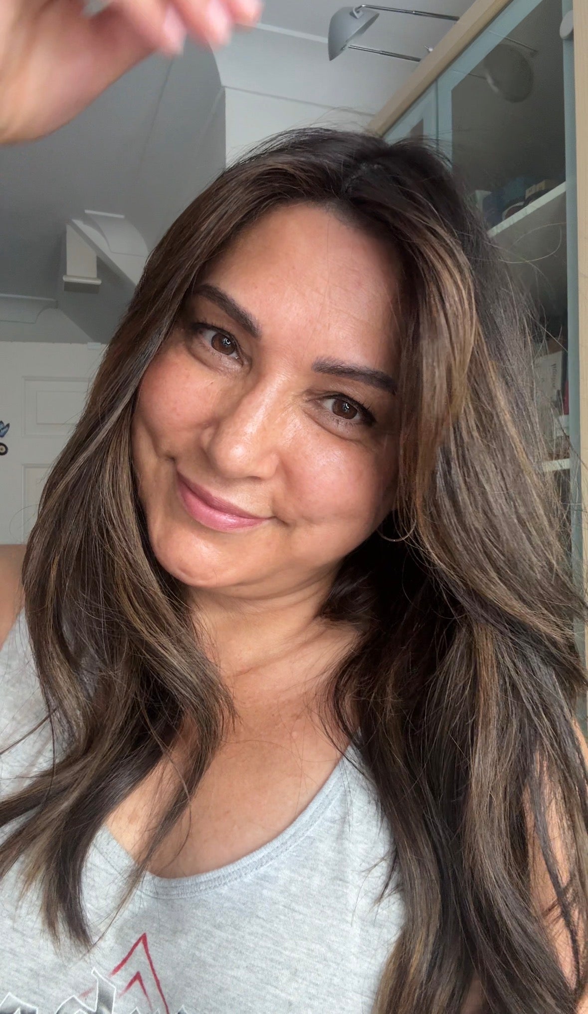 DARK BEOWN/SOFT BLACK VIRGIN TOPPER WITH ASHY RIBBON BALAYAGE