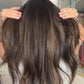DARK BEOWN/SOFT BLACK VIRGIN TOPPER WITH ASHY RIBBON BALAYAGE