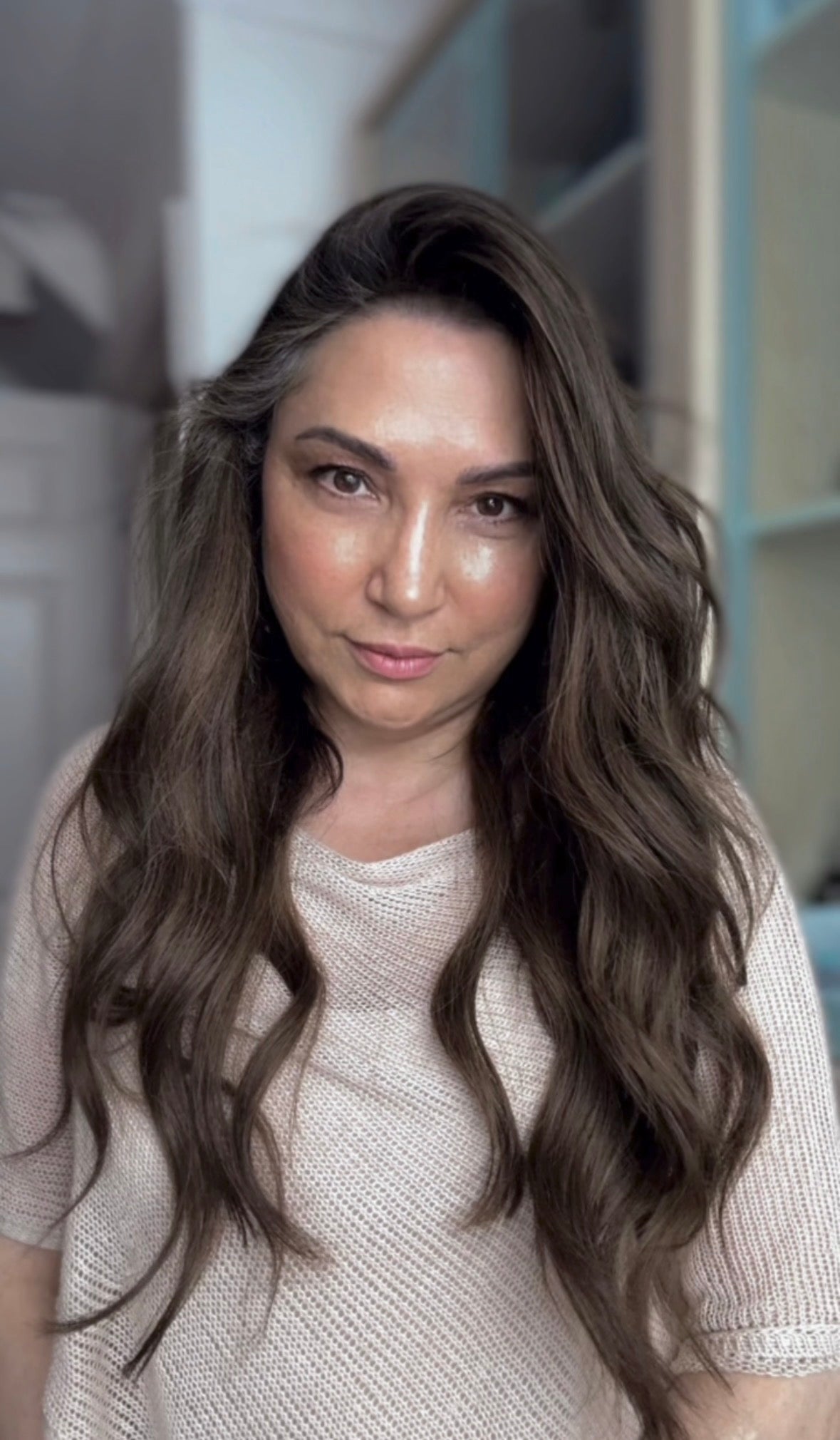 LIGHT BROWN TOPPER WITH SOFT SUBTLE CARAMEL BALAYAGE